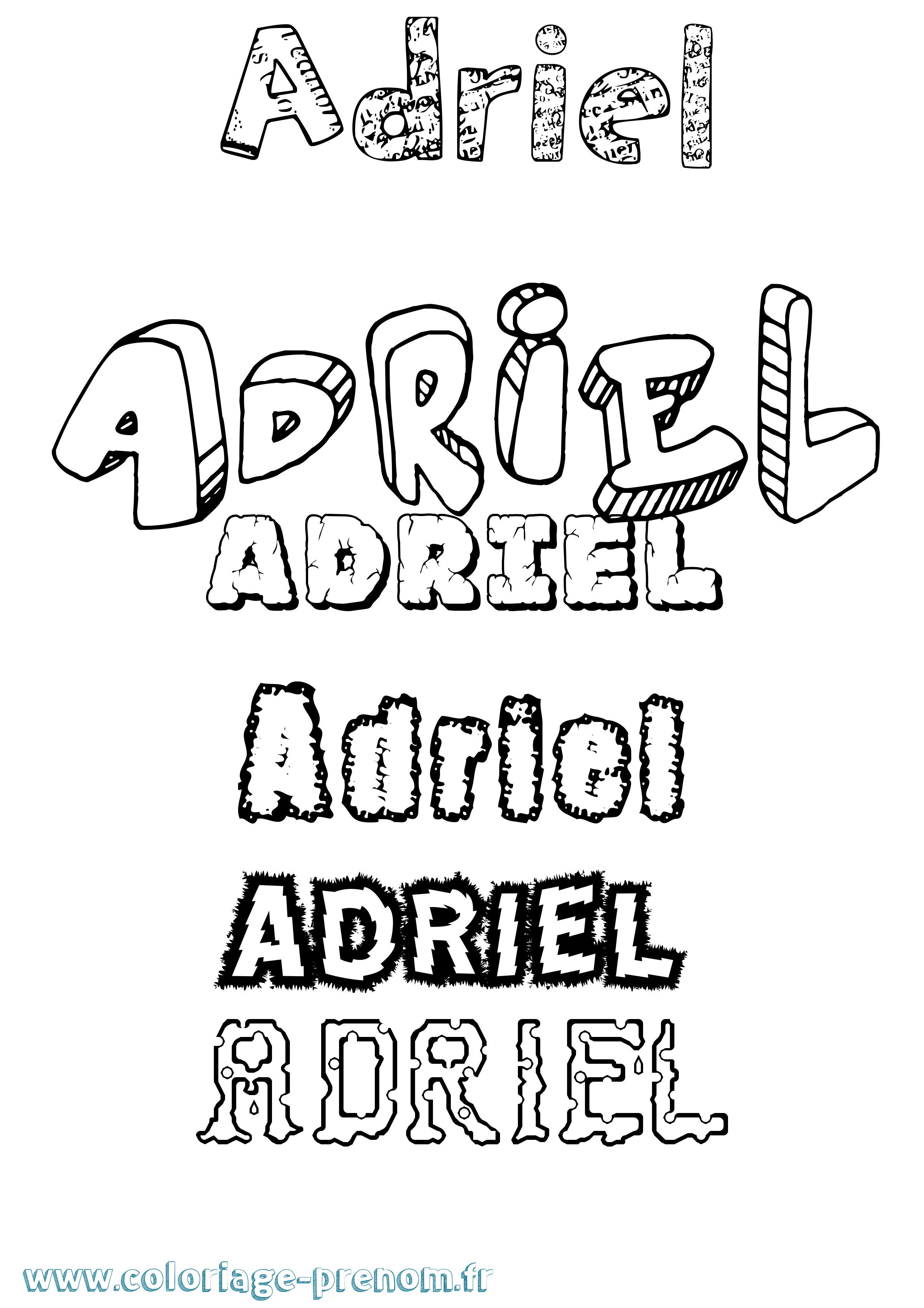 Coloriage prénom Adriel Destructuré