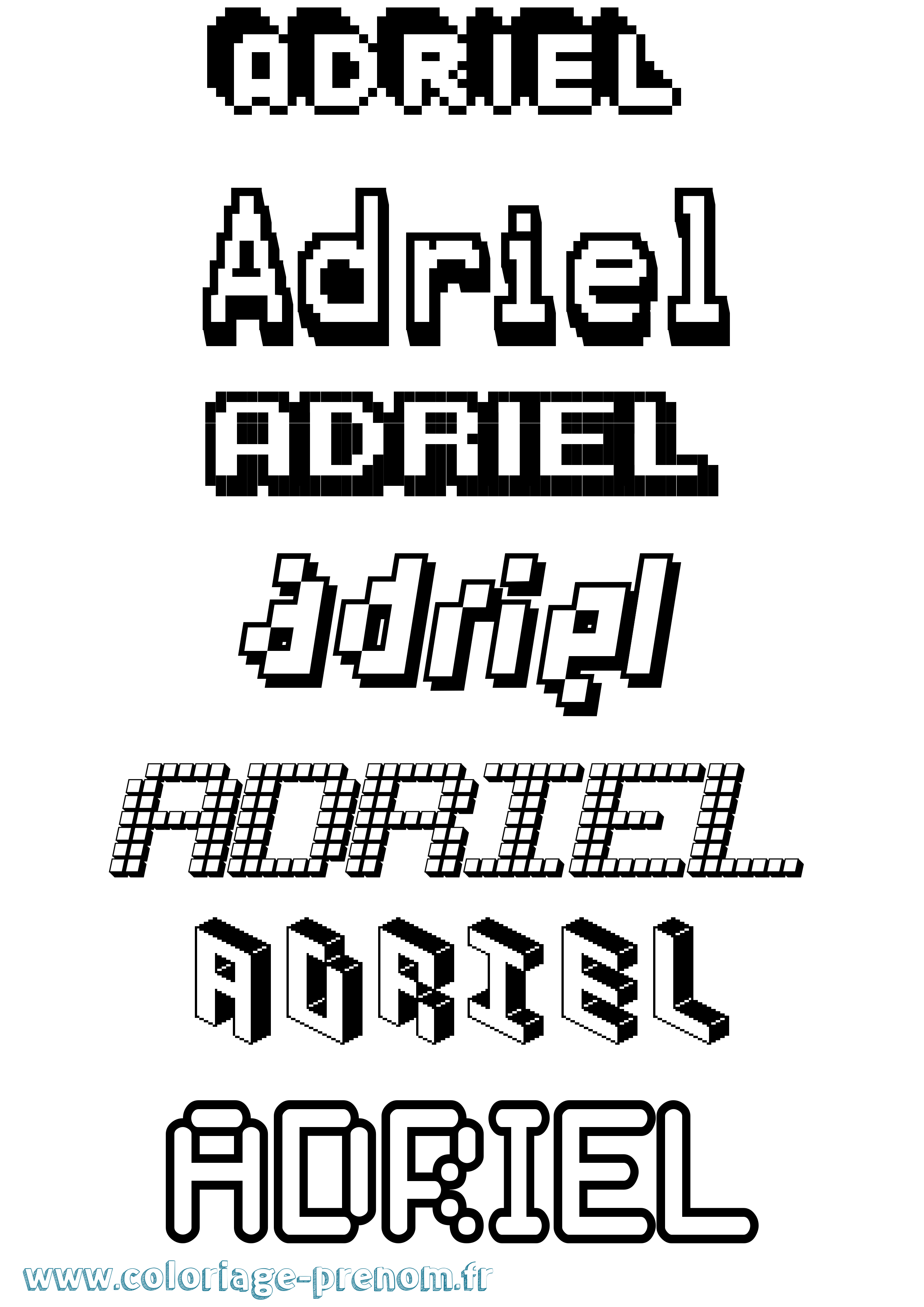 Coloriage prénom Adriel Pixel