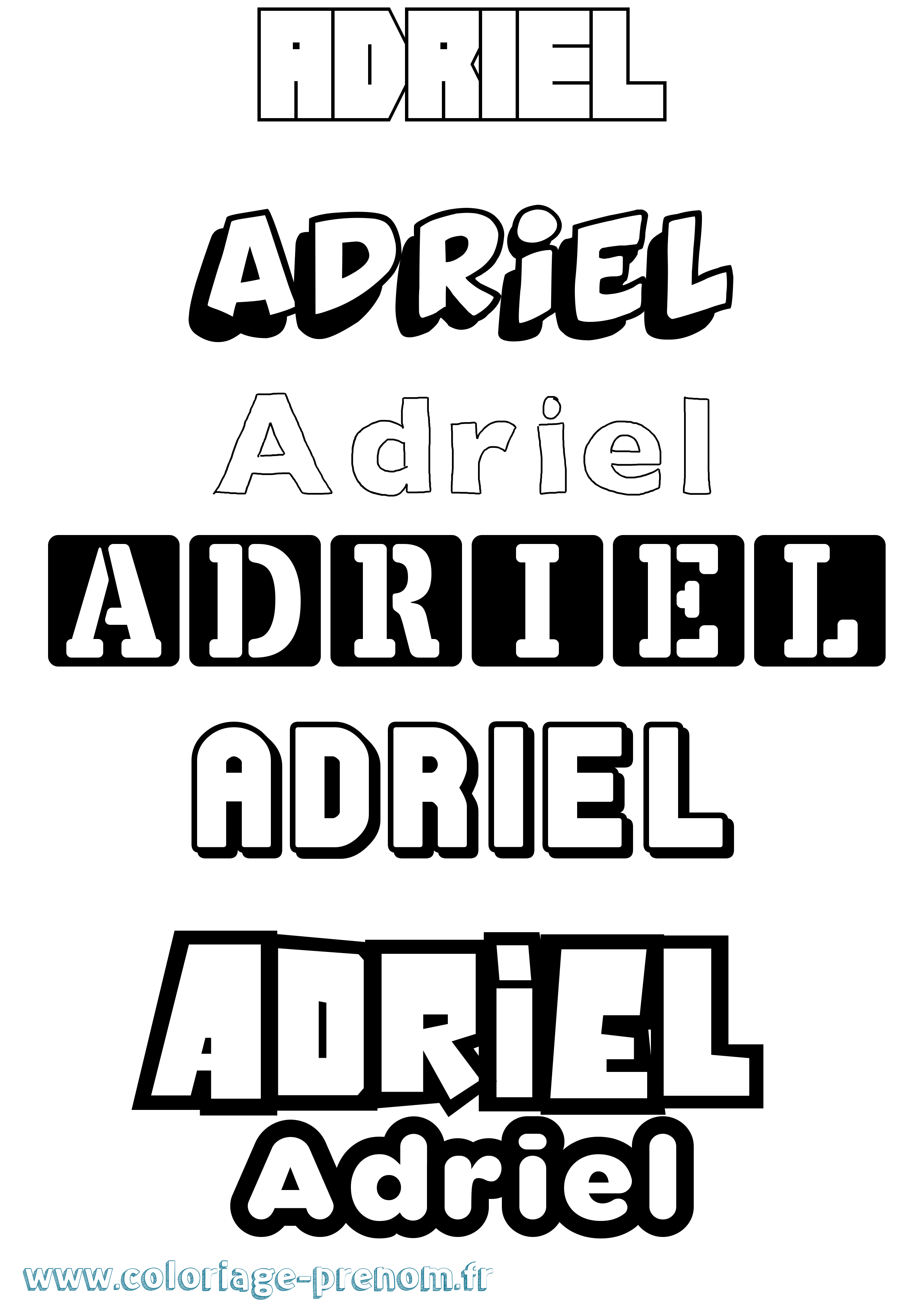 Coloriage prénom Adriel Simple