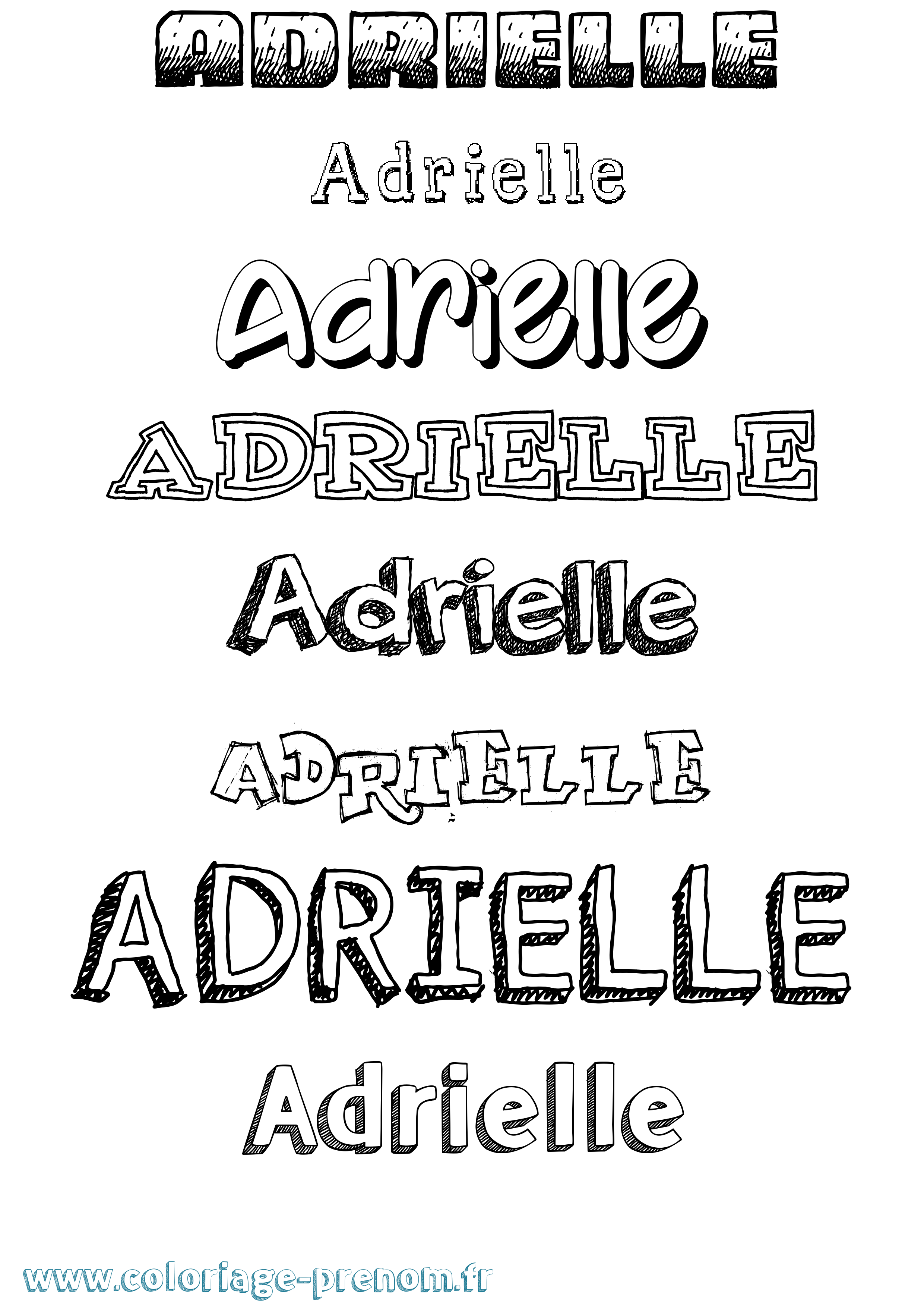 Coloriage prénom Adrielle Dessiné