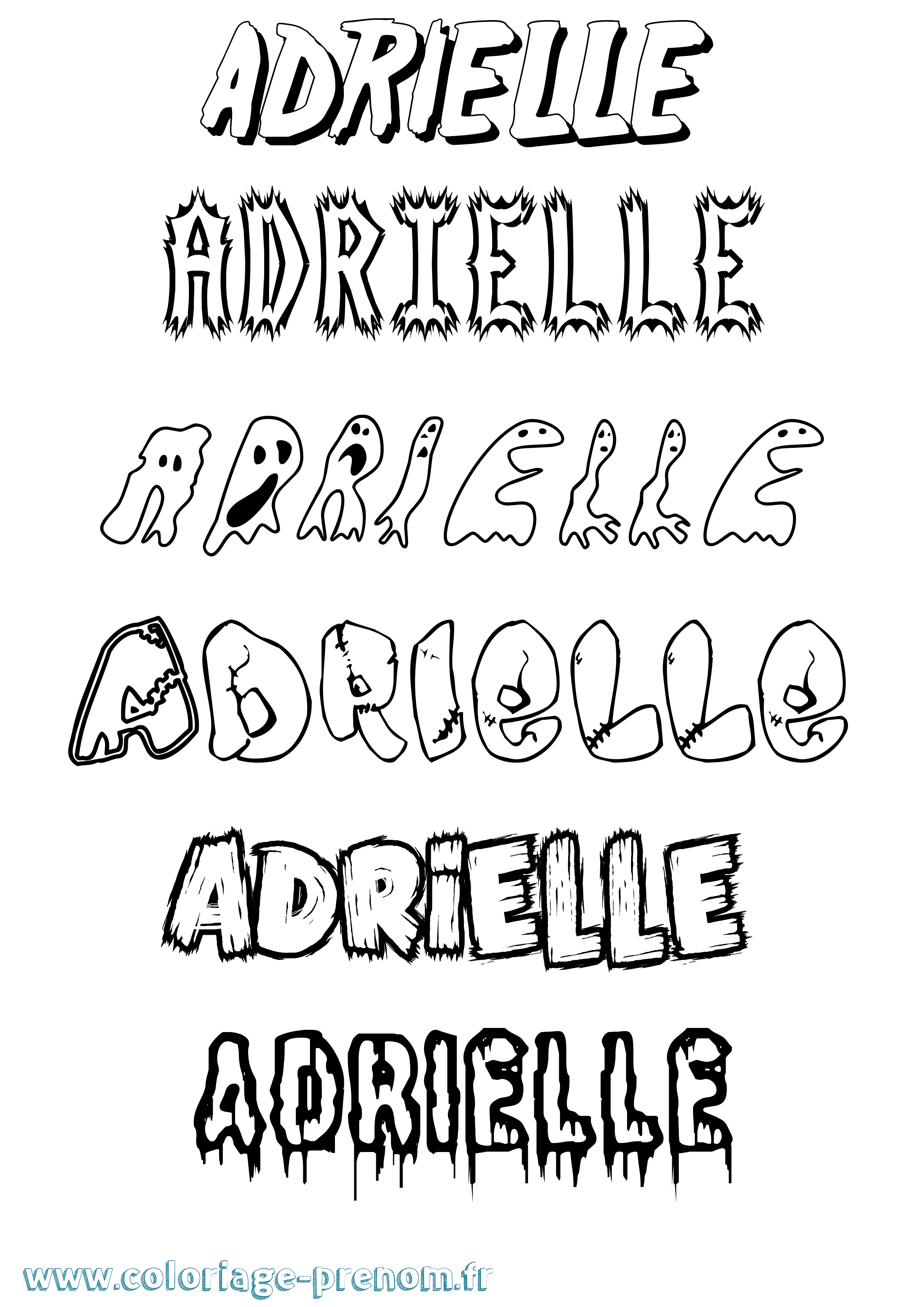 Coloriage prénom Adrielle Frisson
