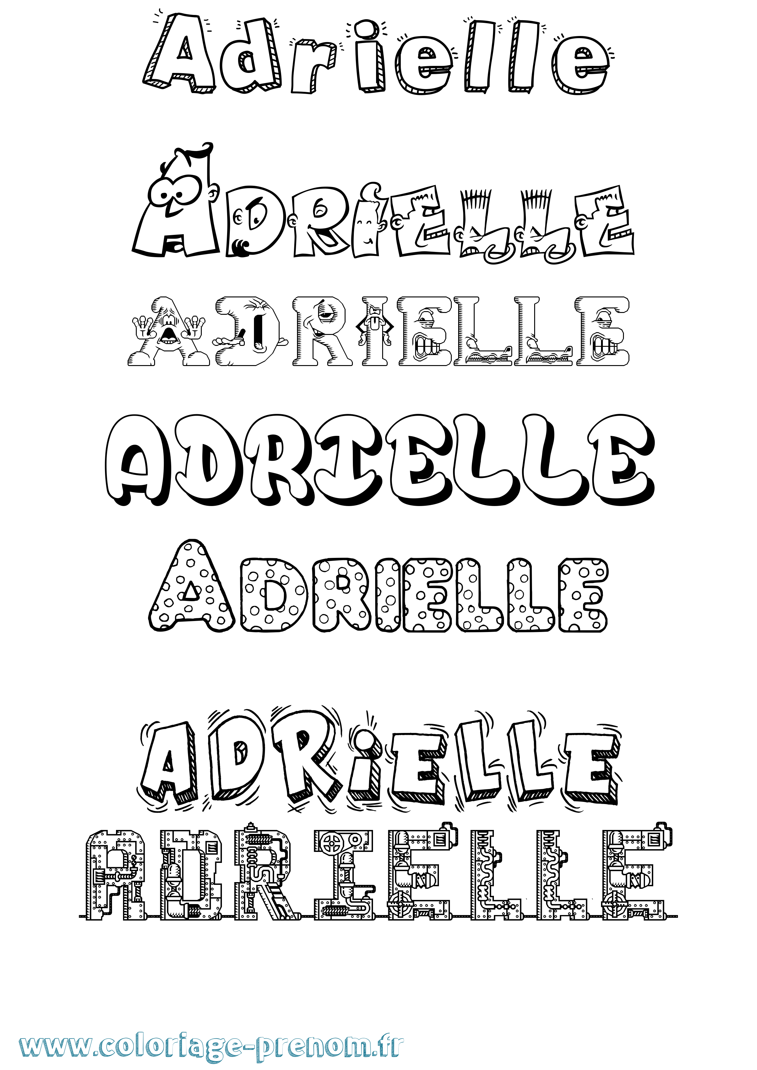 Coloriage prénom Adrielle Fun