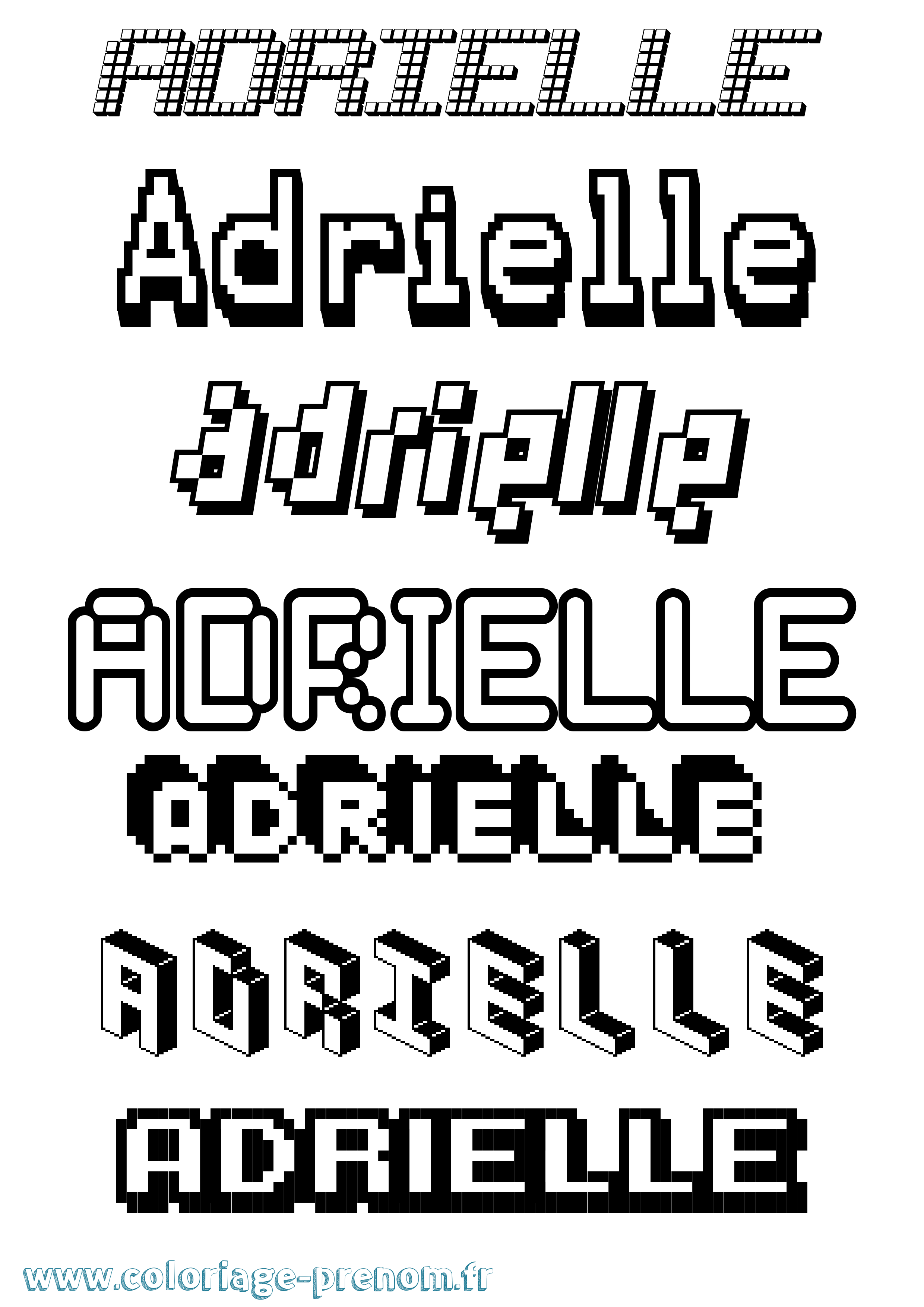 Coloriage prénom Adrielle Pixel