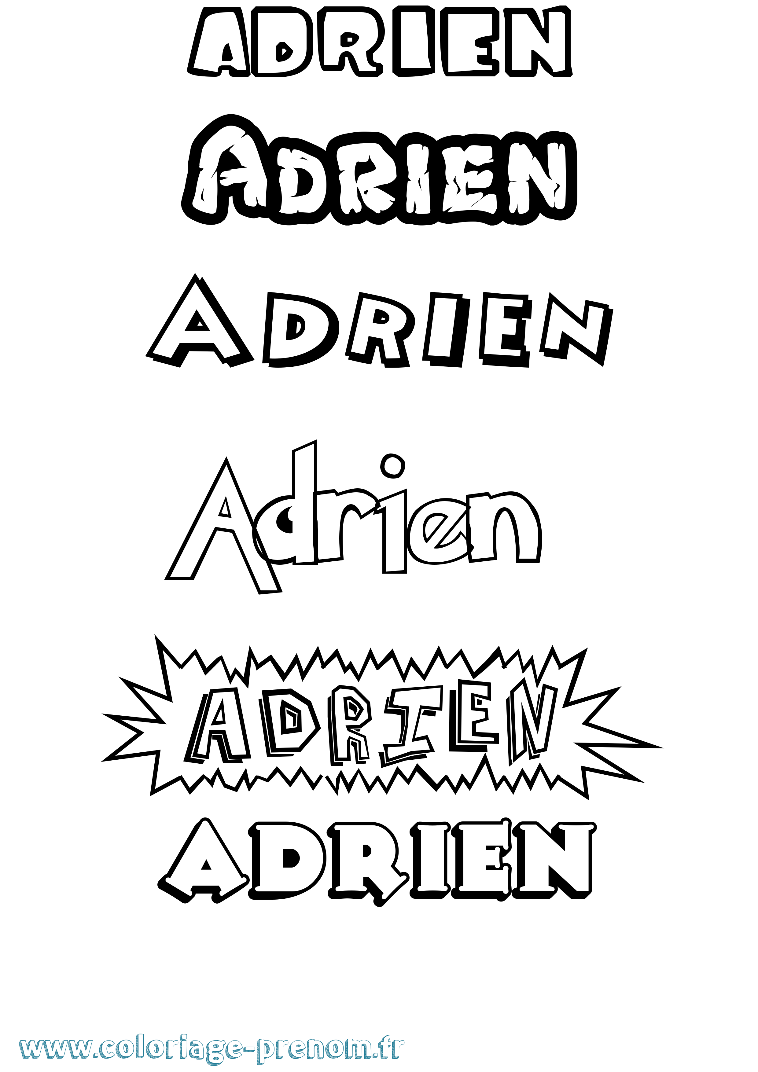 Coloriage prénom Adrien Dessin Animé