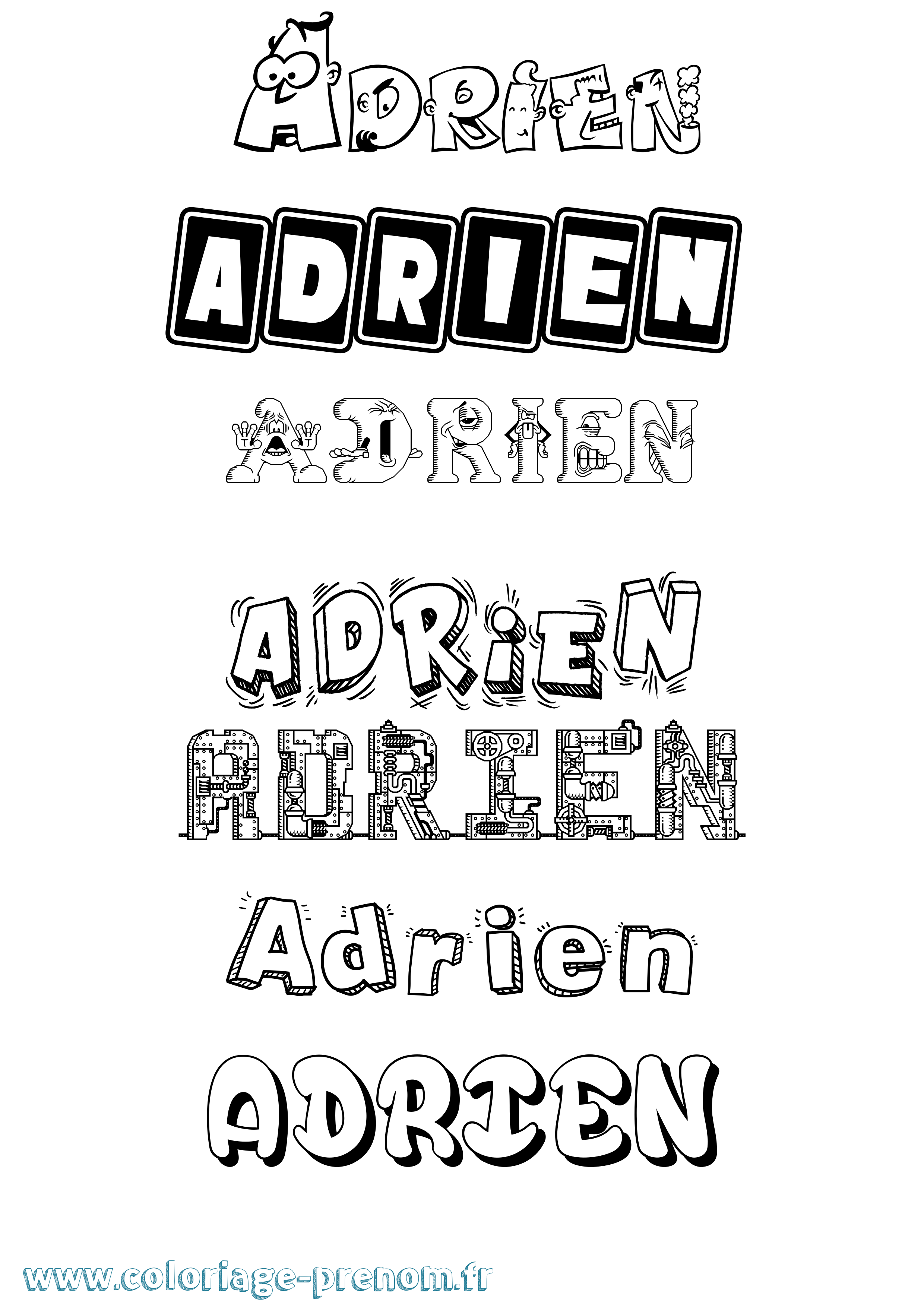 Coloriage prénom Adrien Fun