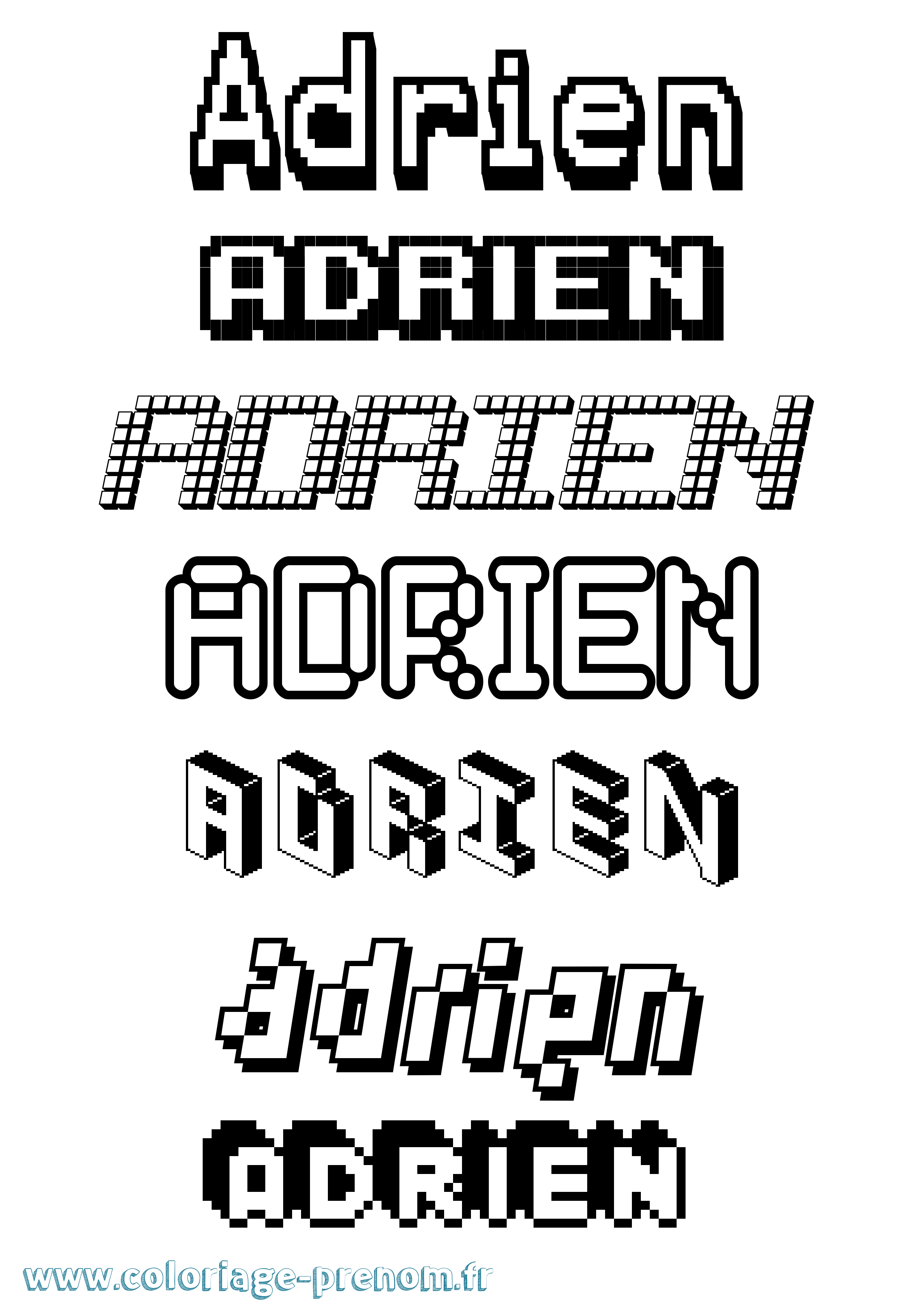 Coloriage prénom Adrien Pixel