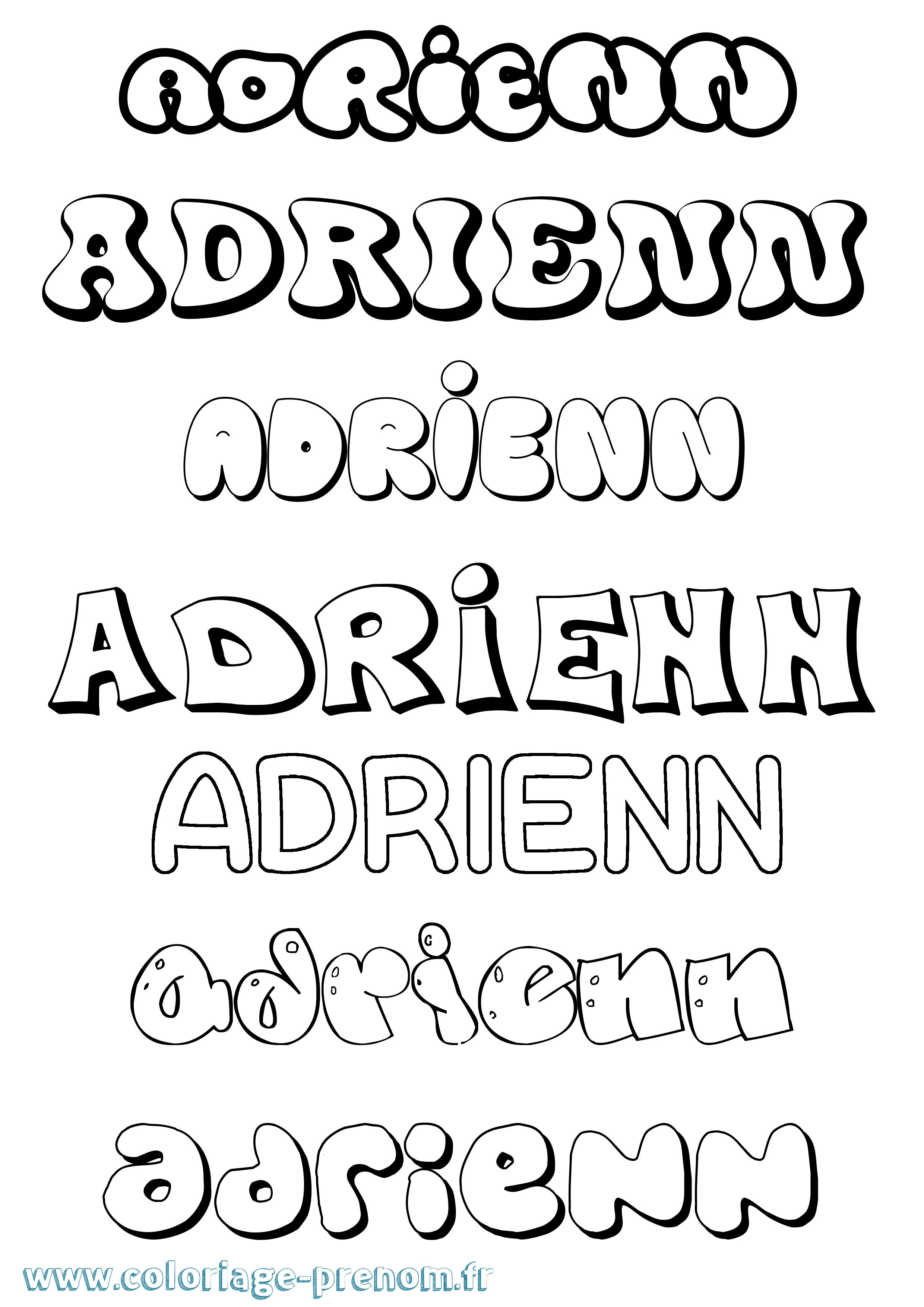 Coloriage prénom Adrienn Bubble