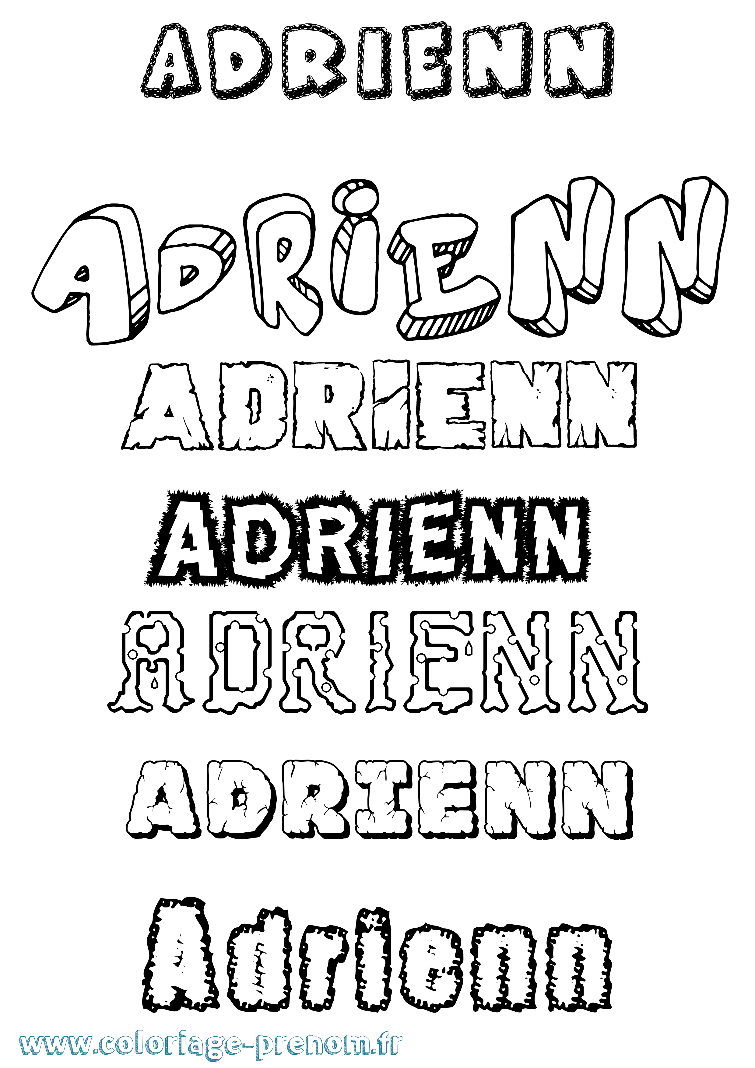 Coloriage prénom Adrienn Destructuré