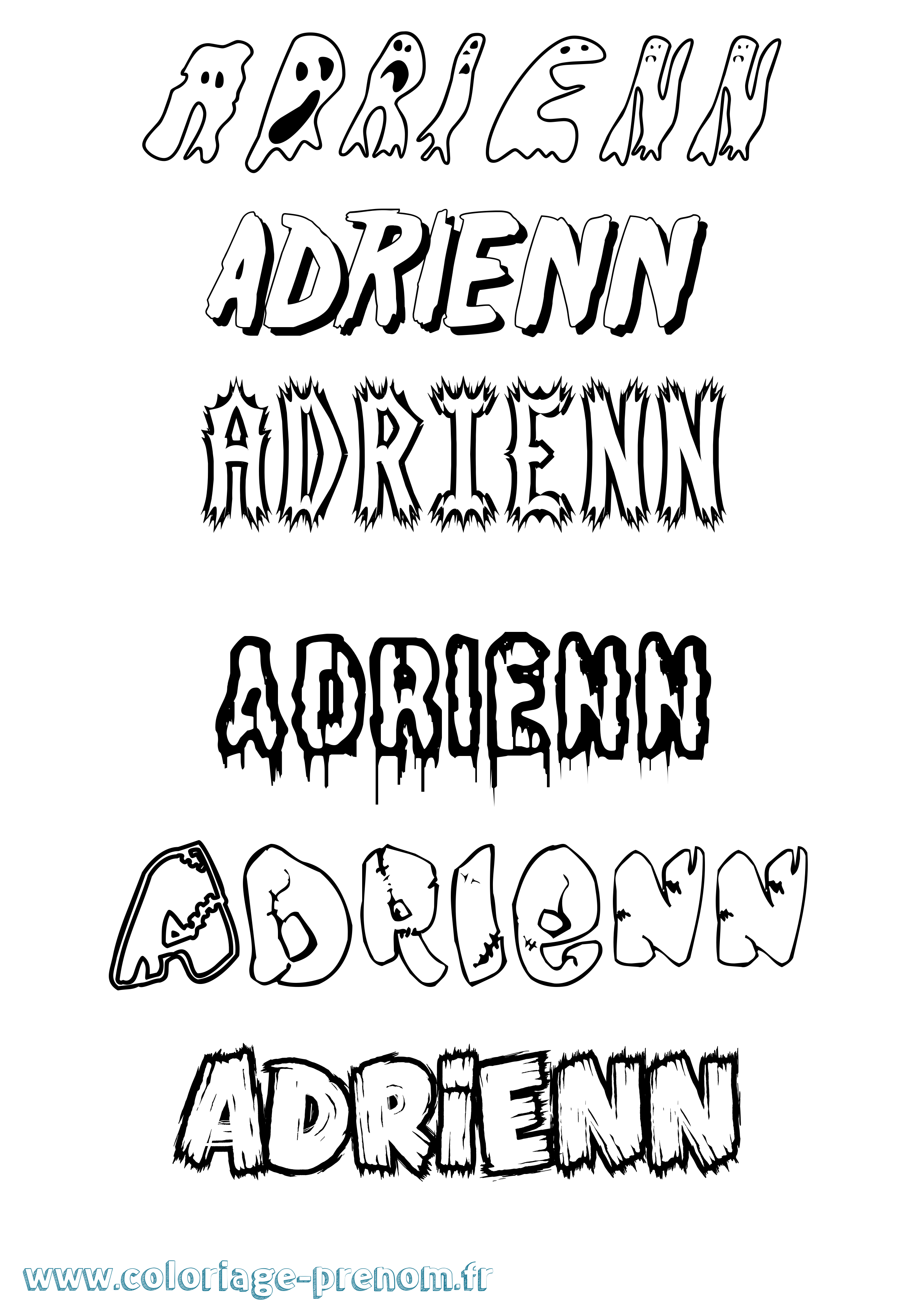 Coloriage prénom Adrienn Frisson