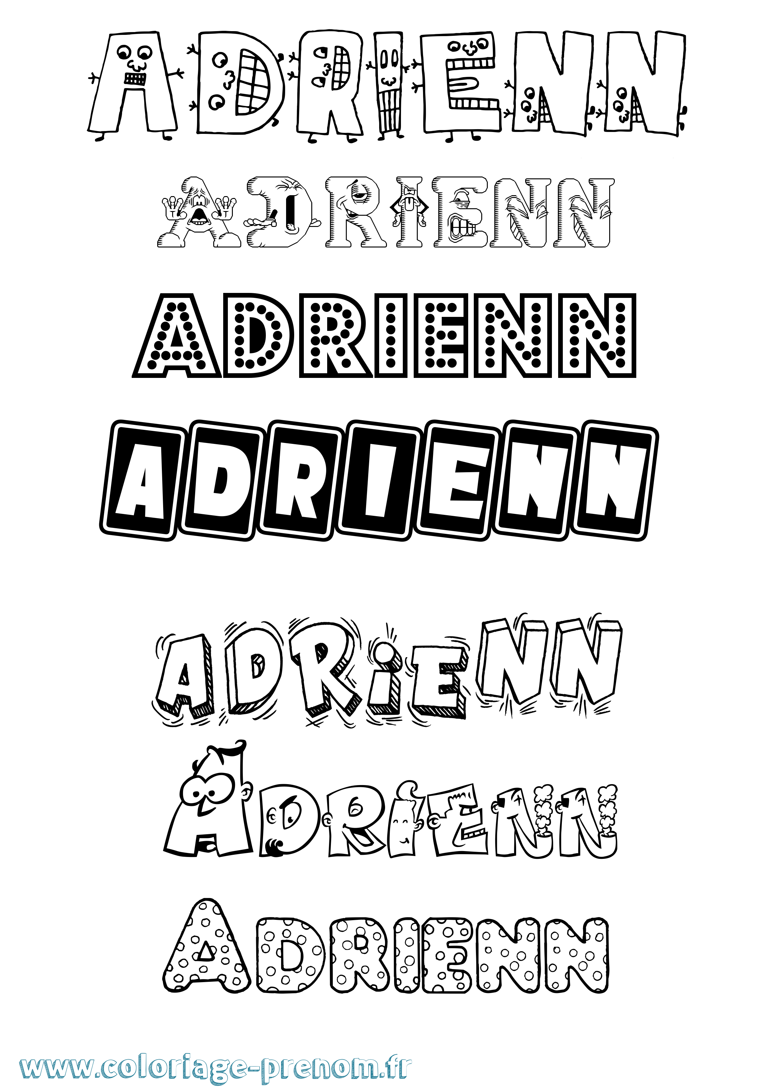 Coloriage prénom Adrienn Fun
