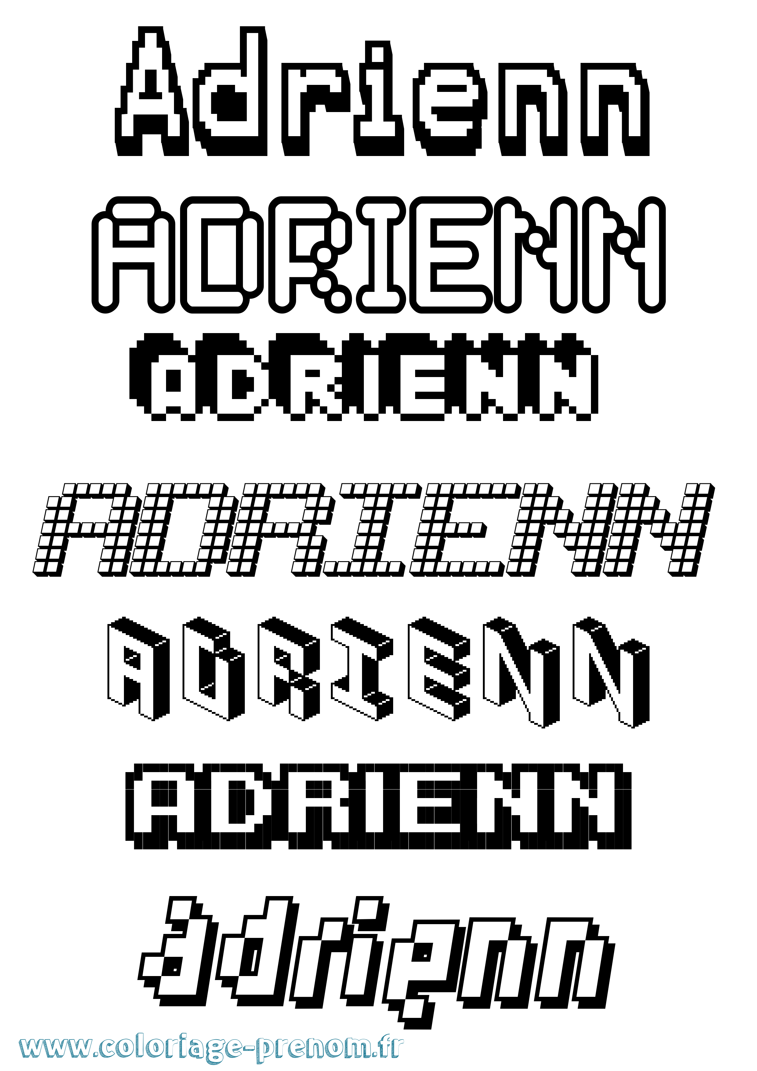 Coloriage prénom Adrienn Pixel