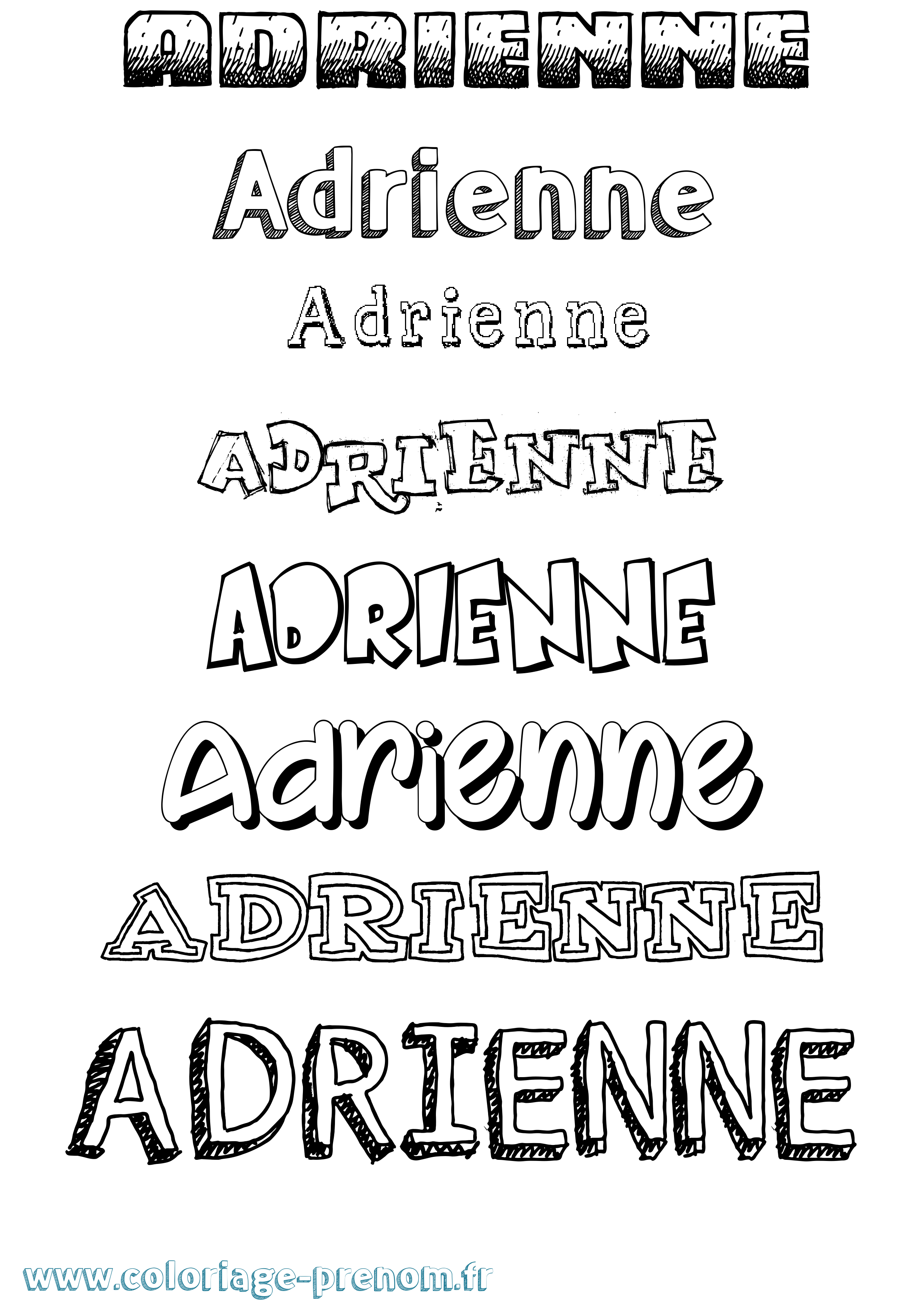 Coloriage prénom Adrienne Dessiné