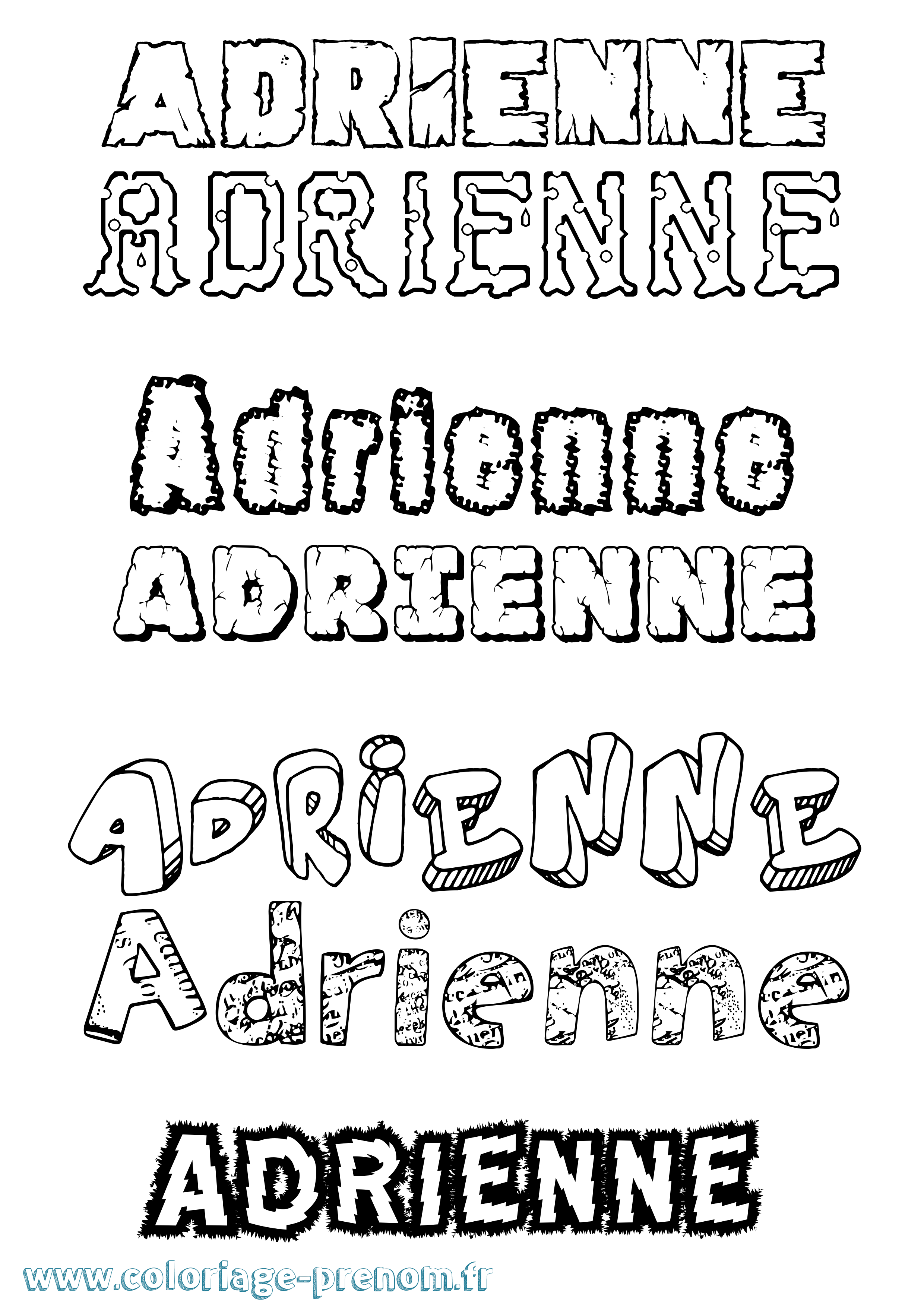 Coloriage prénom Adrienne Destructuré