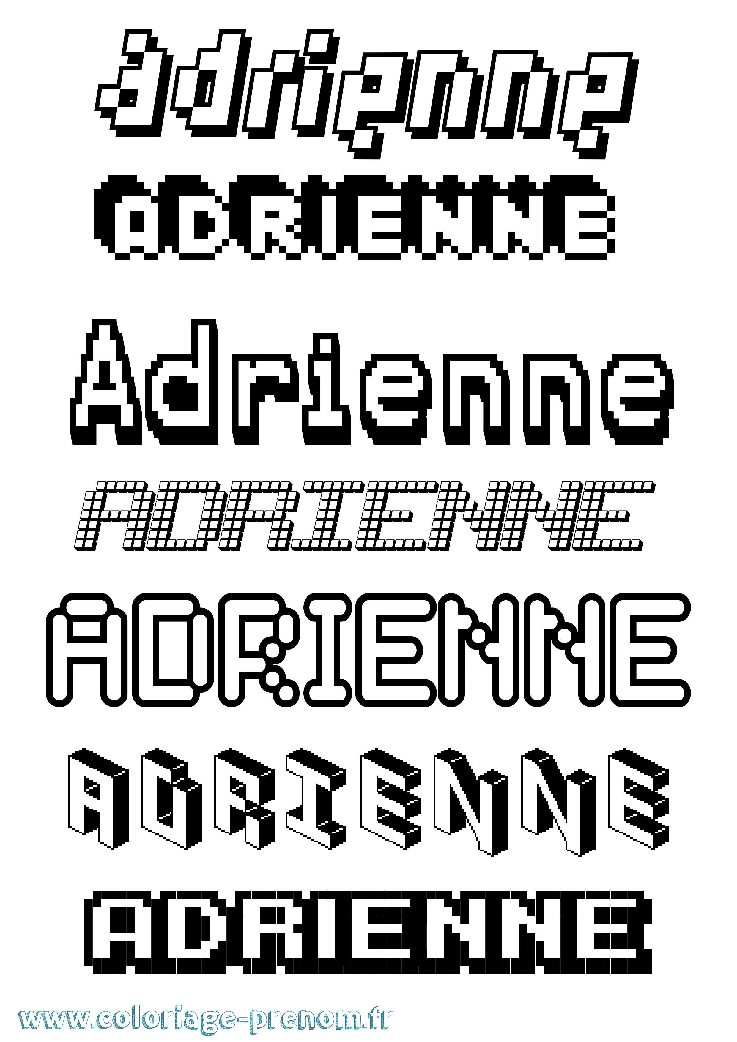 Coloriage prénom Adrienne Pixel