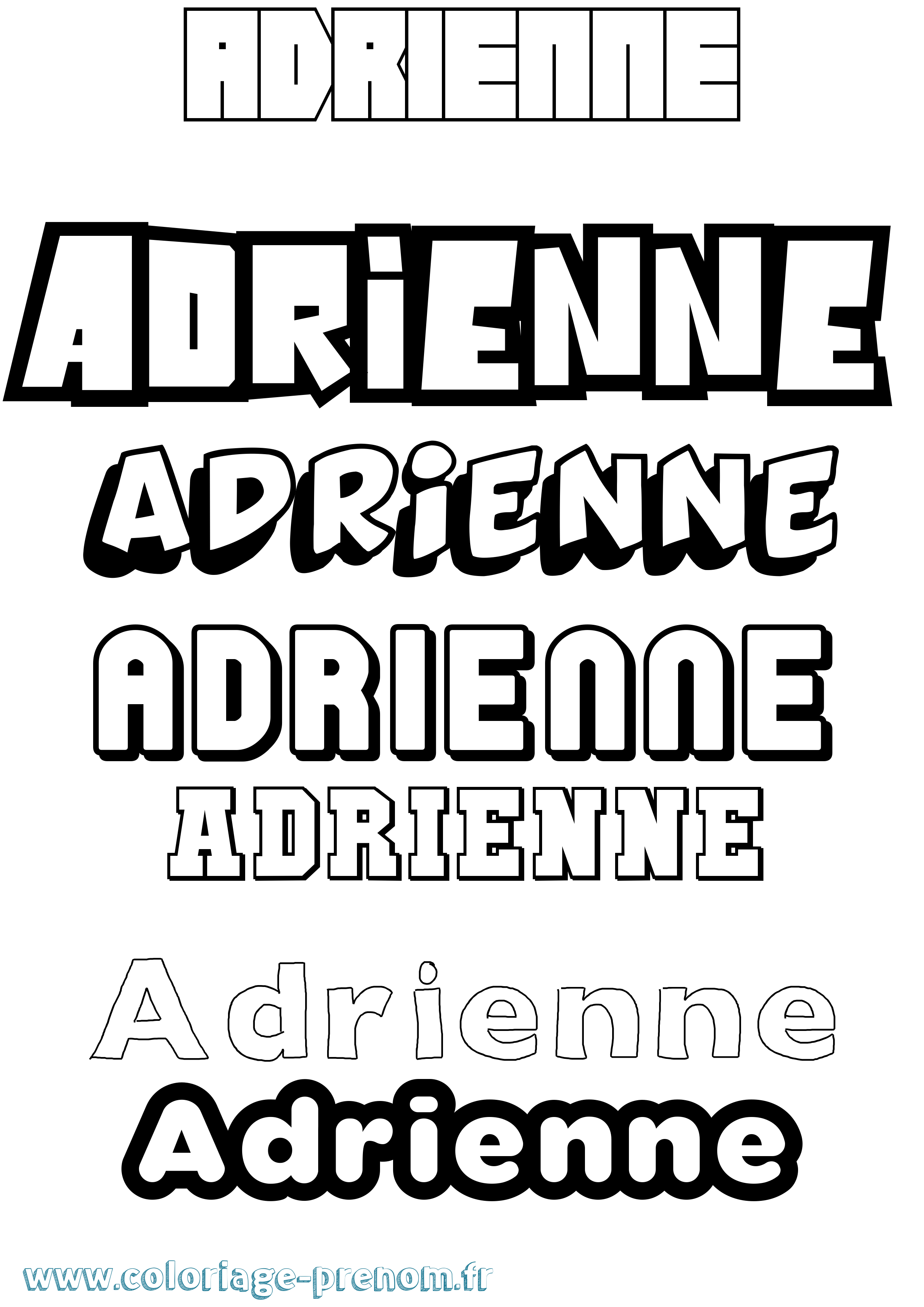 Coloriage prénom Adrienne Simple