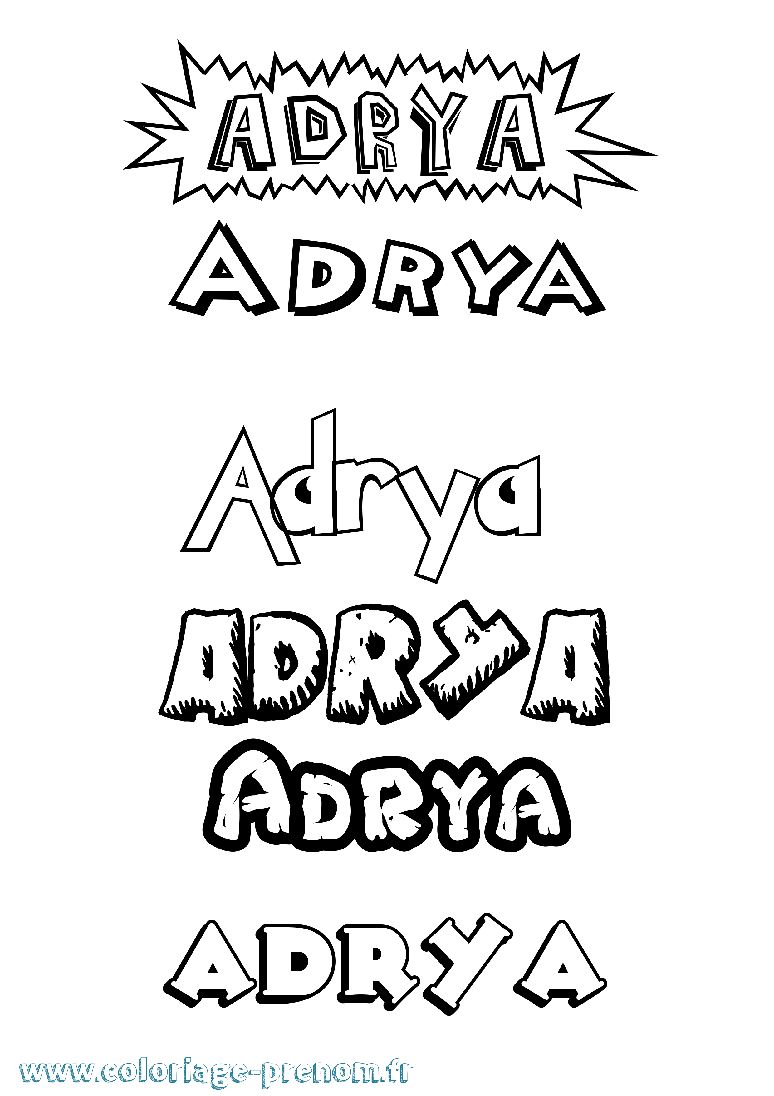 Coloriage Adrya Dessin Animé Coloriage prénom Adrya Dessin Animé
