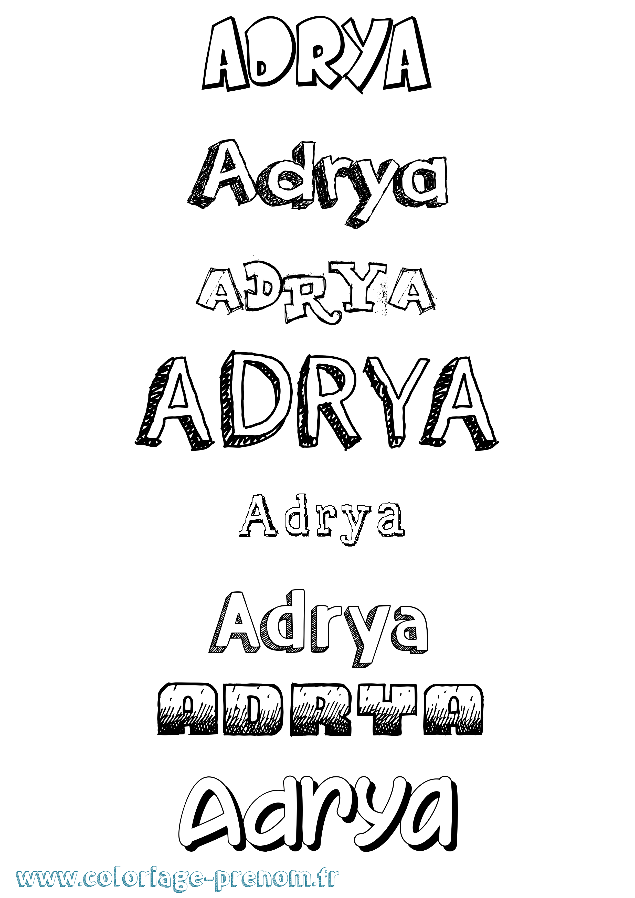 Coloriage prénom Adrya Dessiné