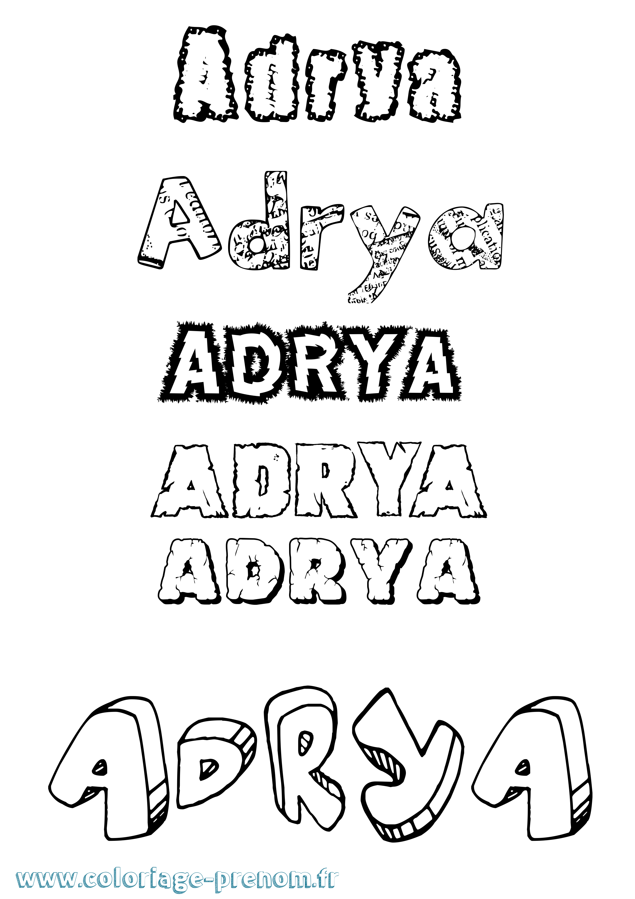 Coloriage Adrya Destructuré Coloriage prénom Adrya Destructuré