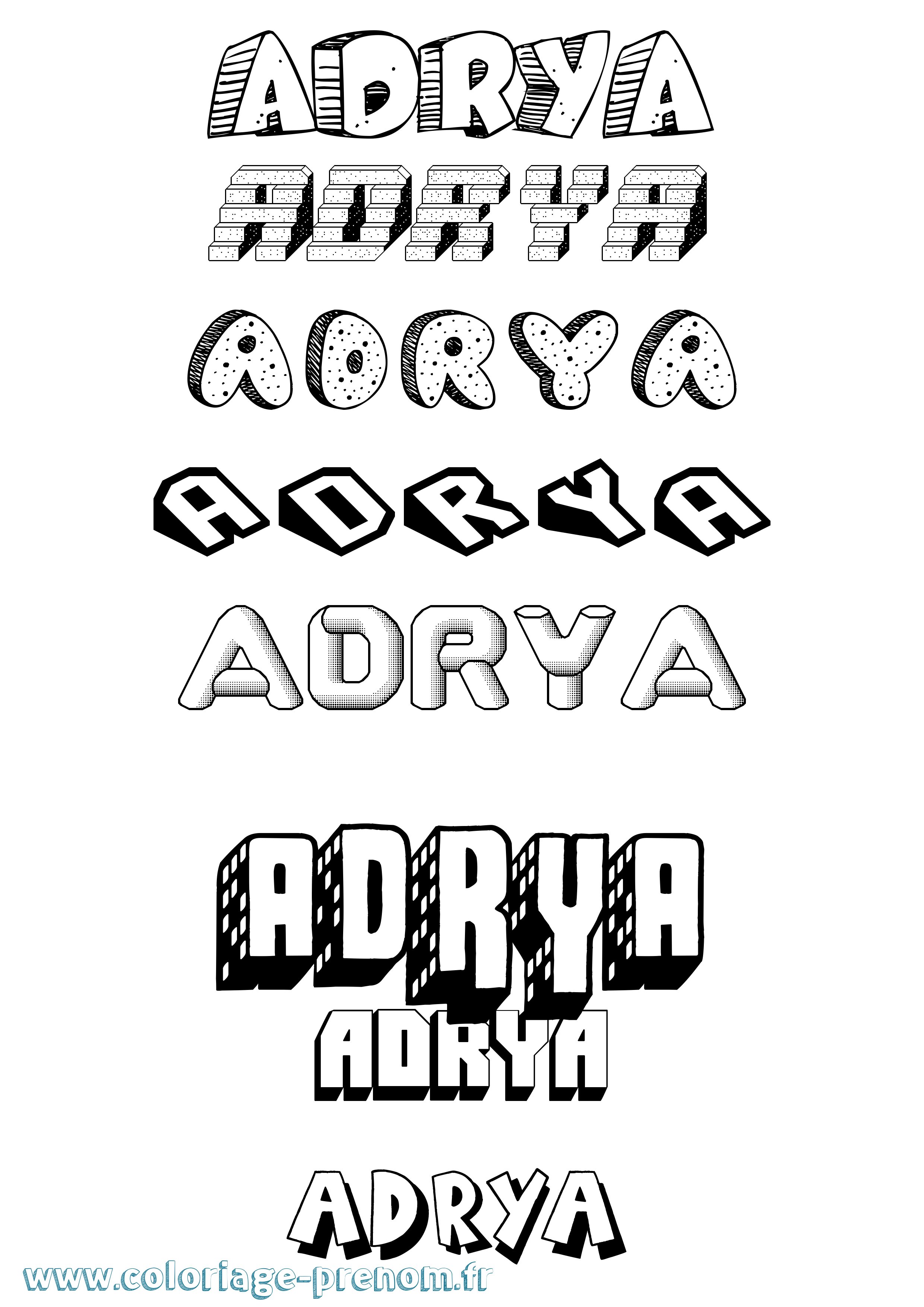 Coloriage prénom Adrya Effet 3D