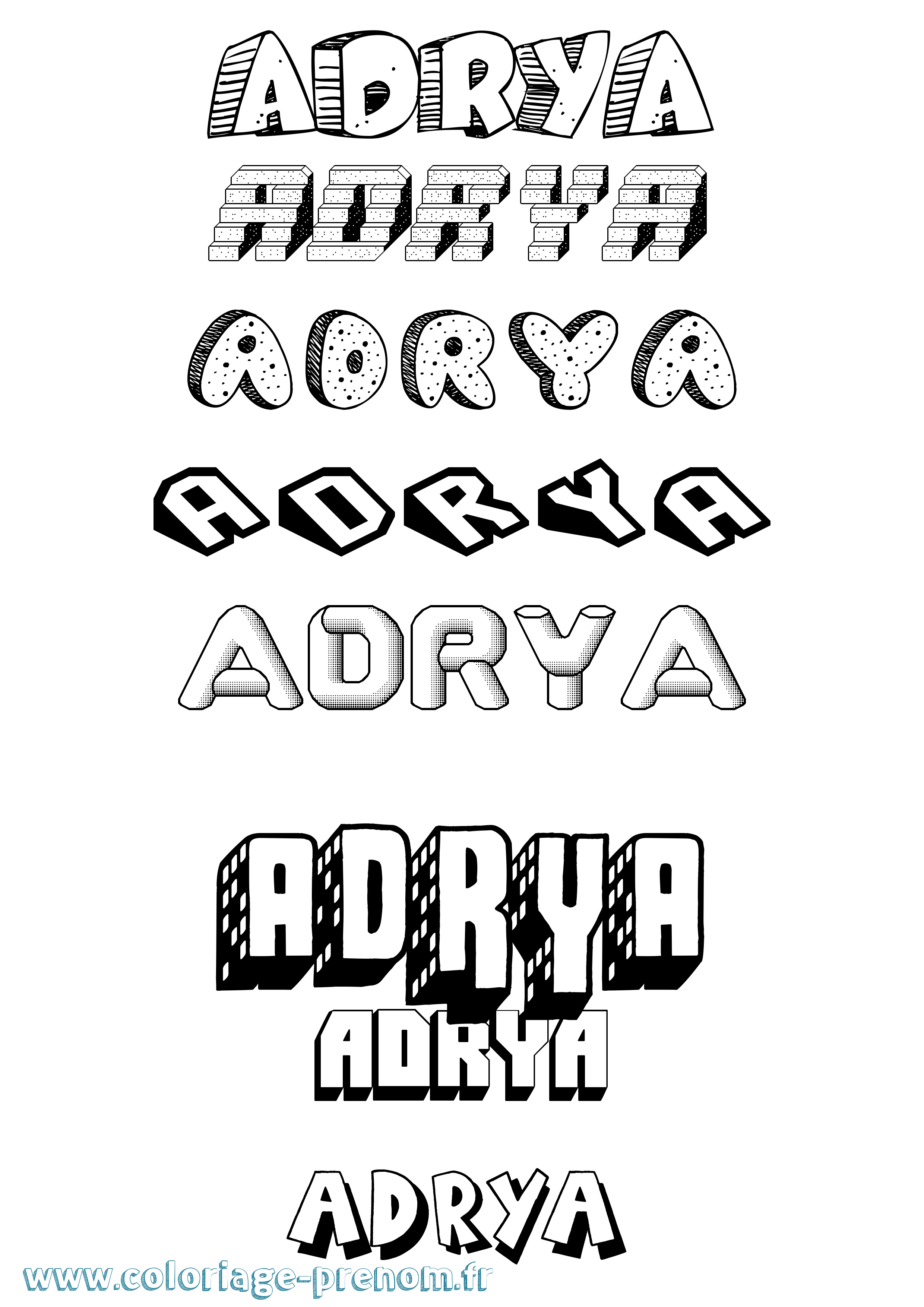 Coloriage Adrya Effet 3D Coloriage prénom Adrya Effet 3D