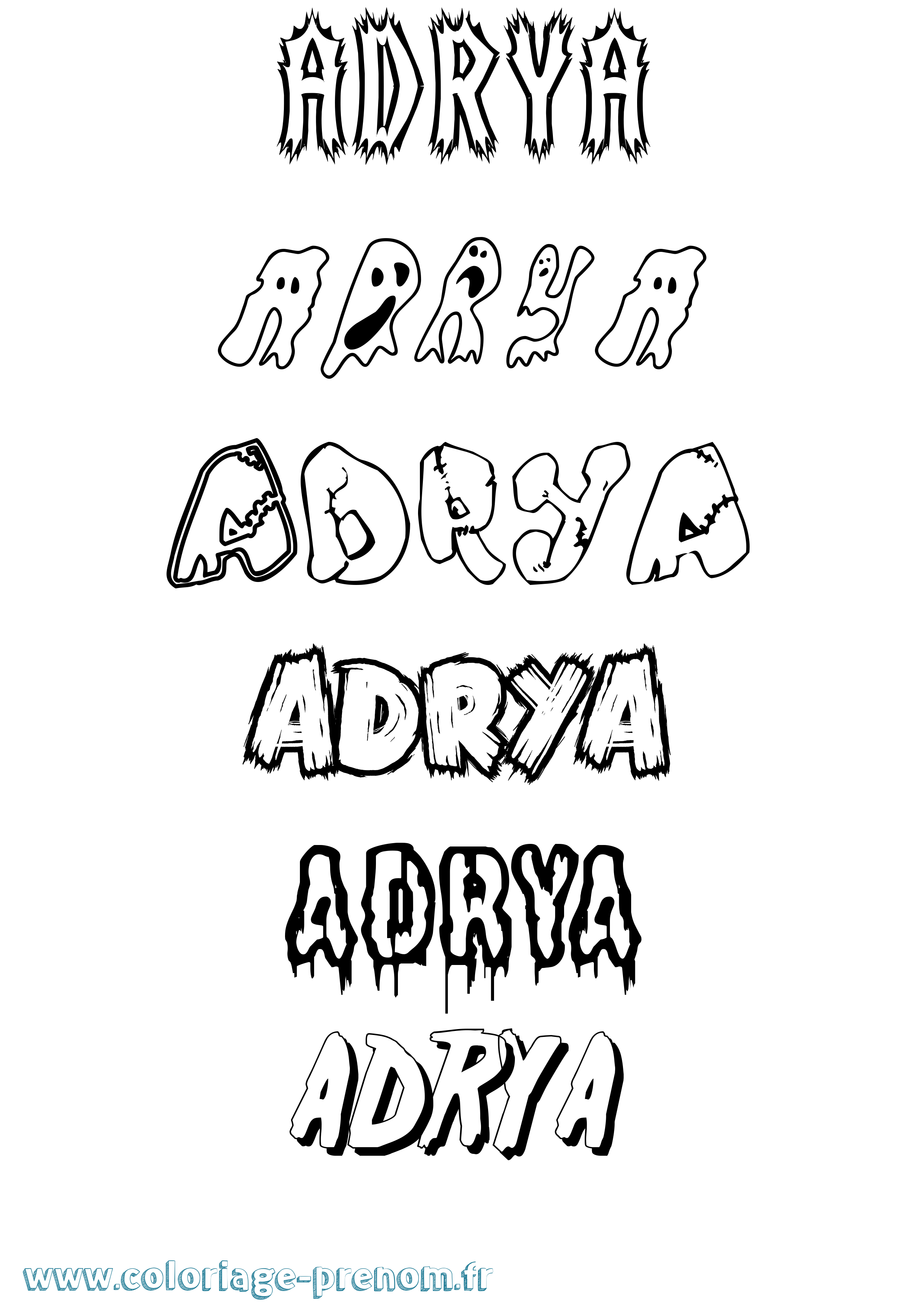 Coloriage prénom Adrya Frisson