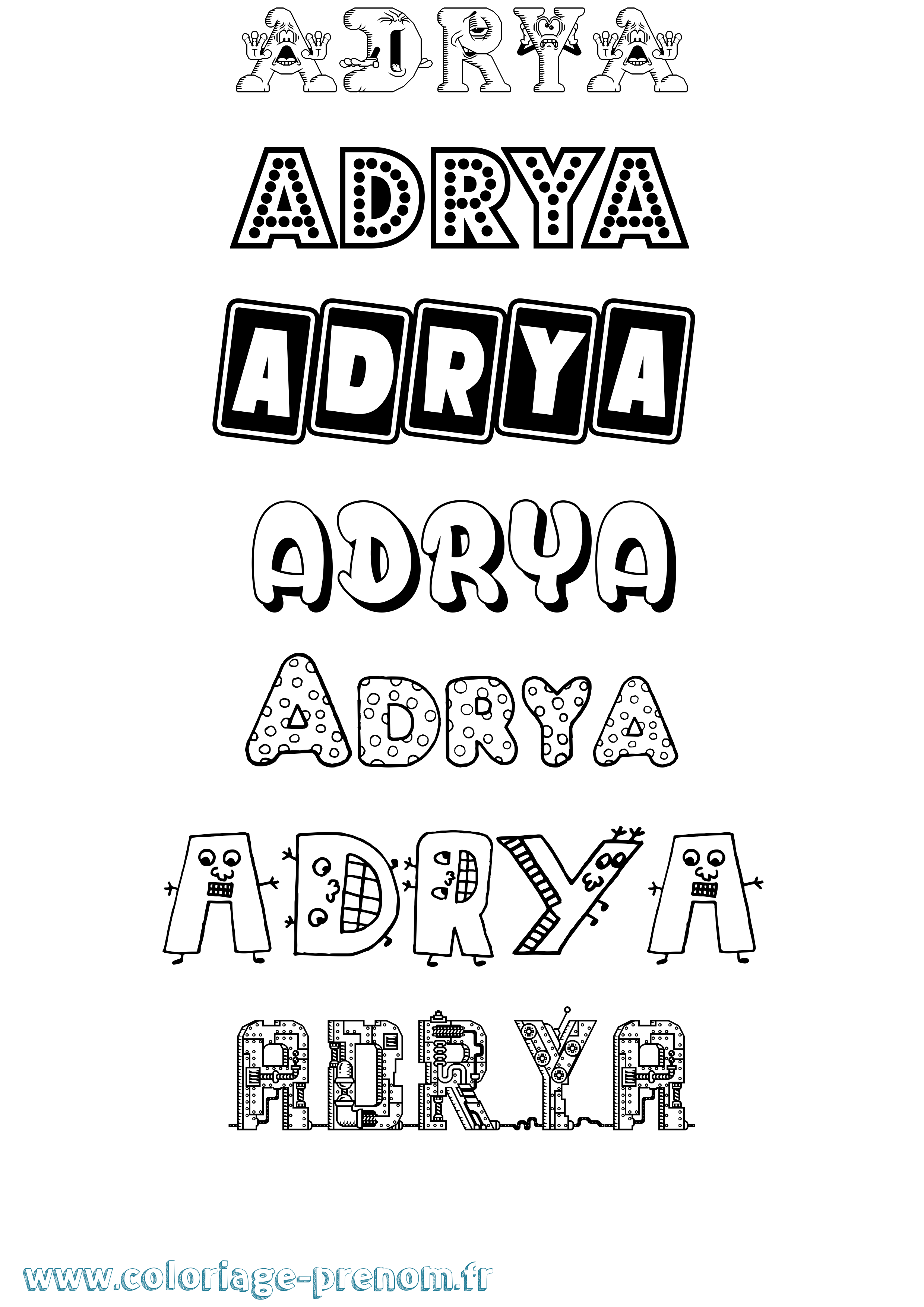 Coloriage Adrya Fun Coloriage prénom Adrya Fun