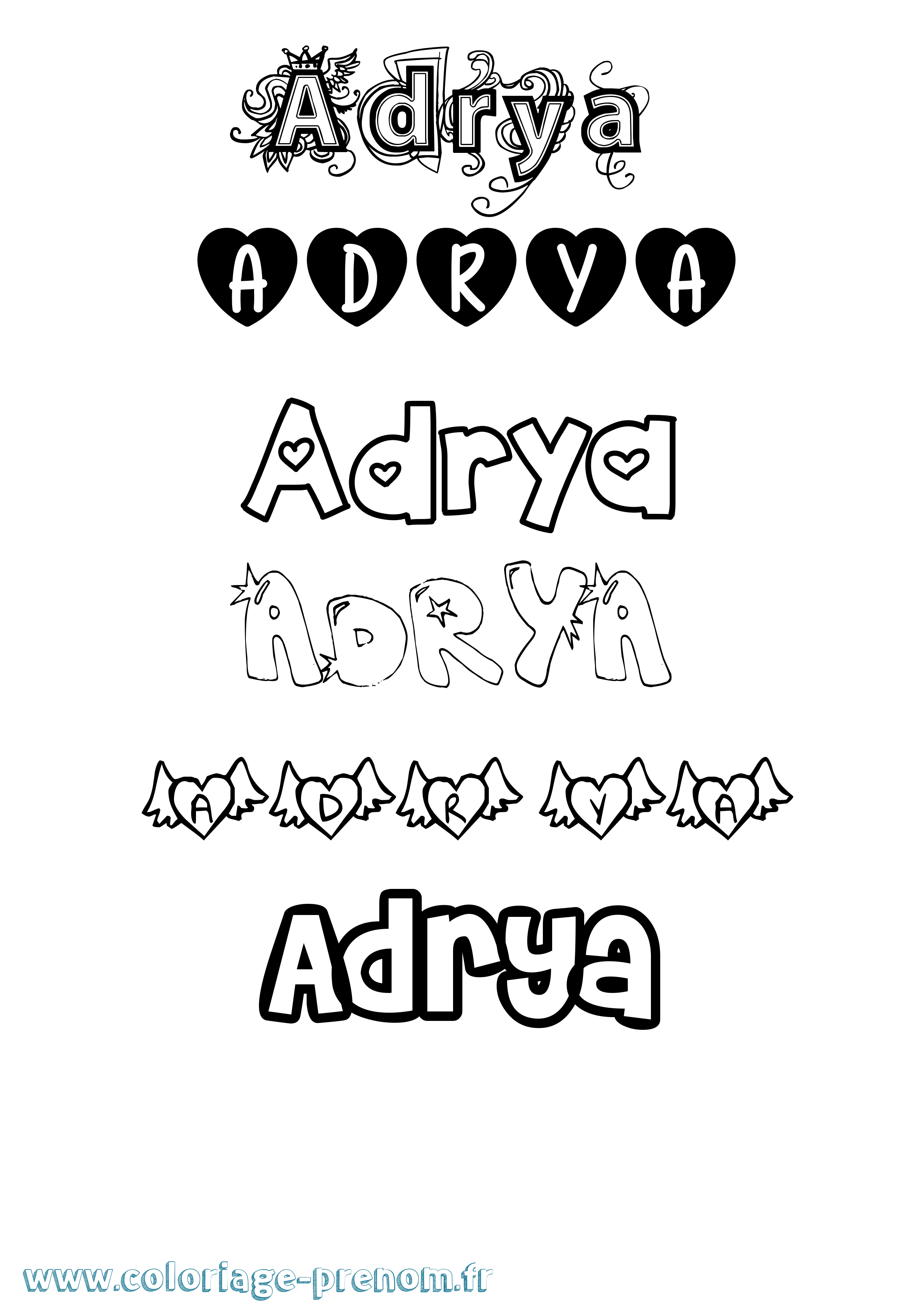 Coloriage Adrya Girly Coloriage prénom Adrya Girly