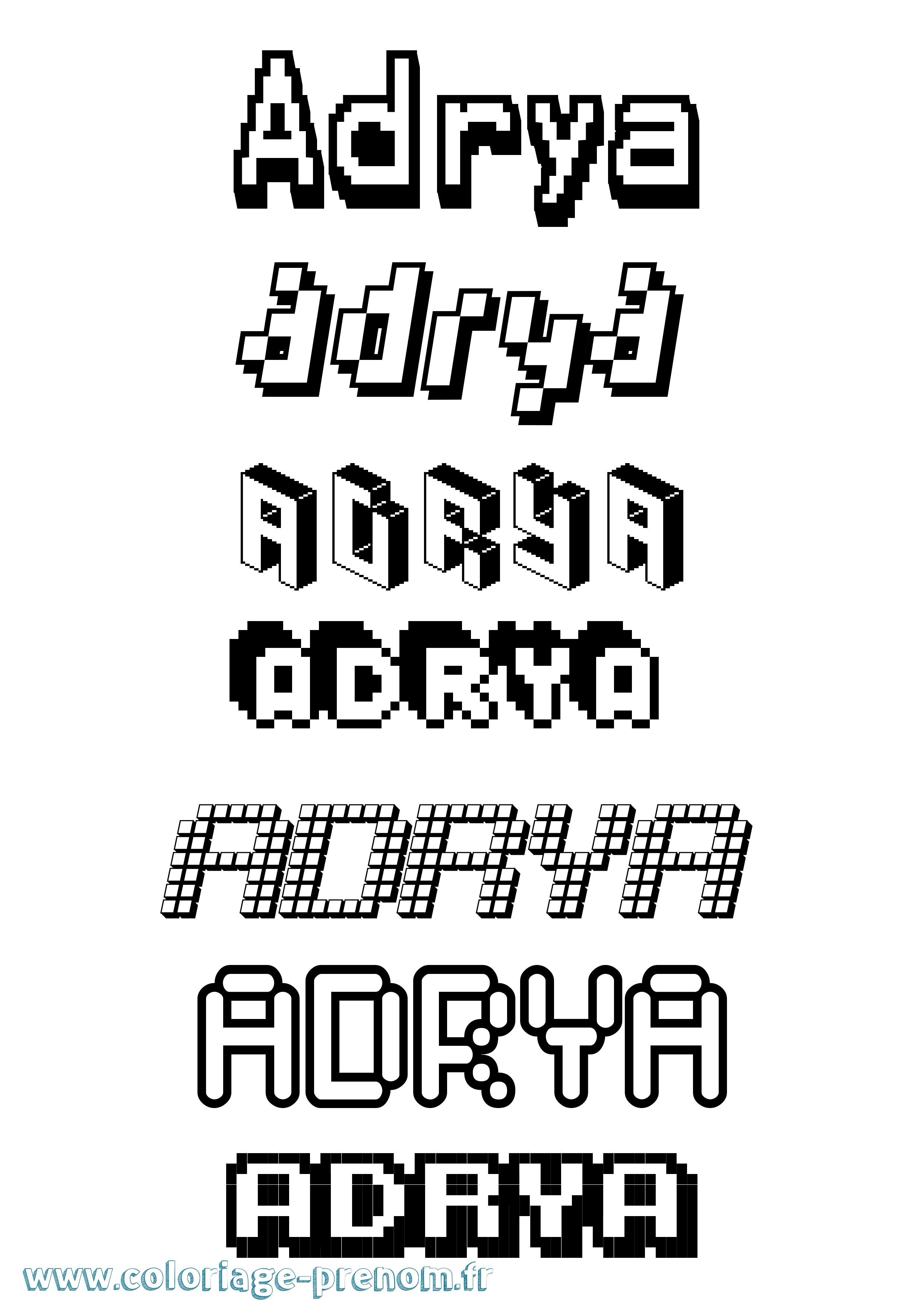 Coloriage Adrya Pixel Coloriage prénom Adrya Pixel