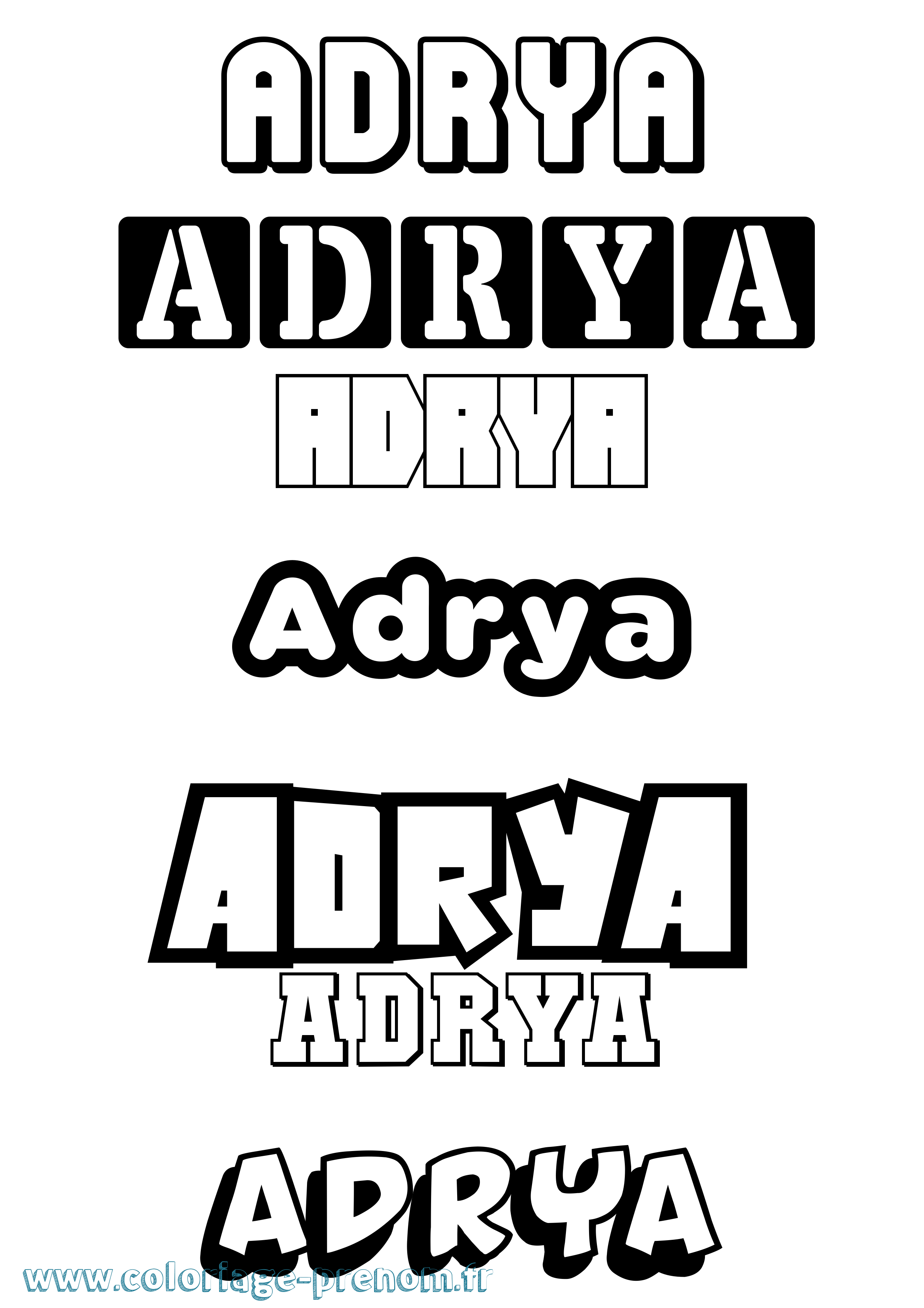 Coloriage prénom Adrya Simple