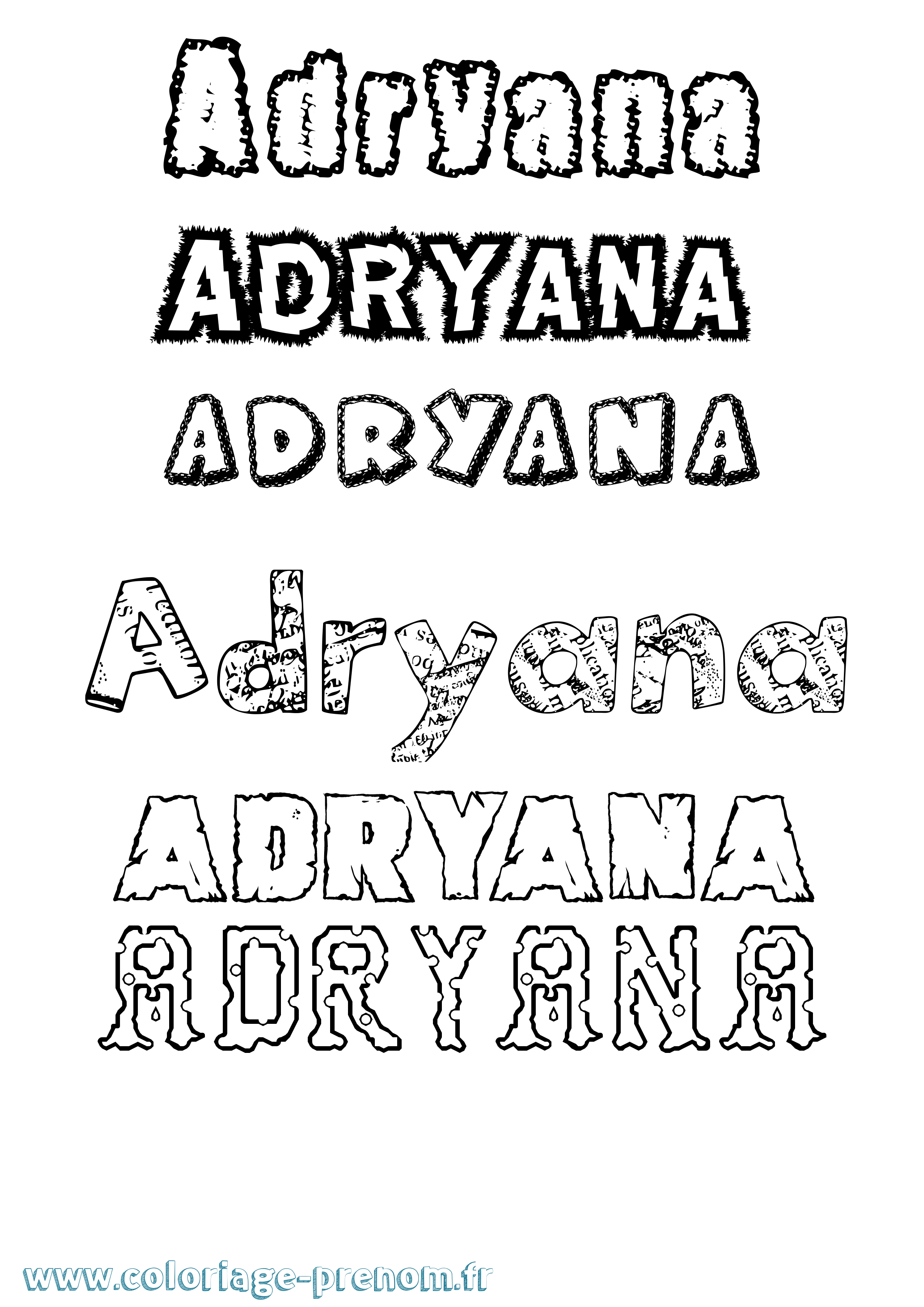 Coloriage prénom Adryana Destructuré