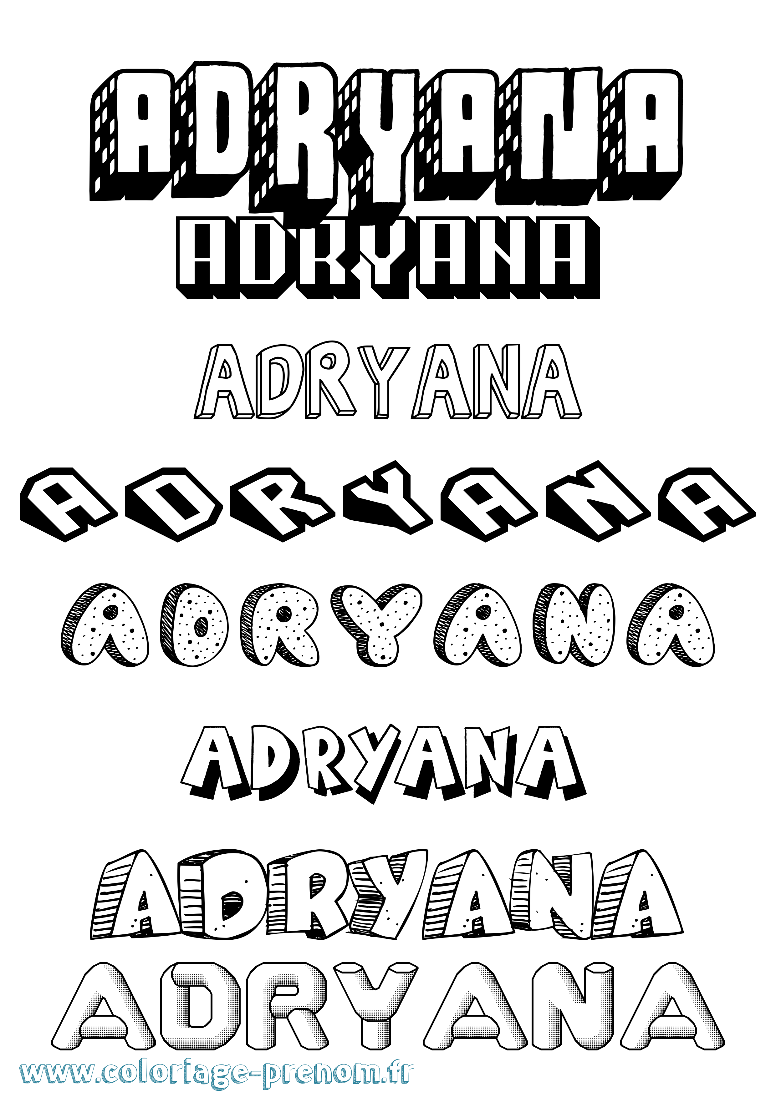 Coloriage prénom Adryana Effet 3D