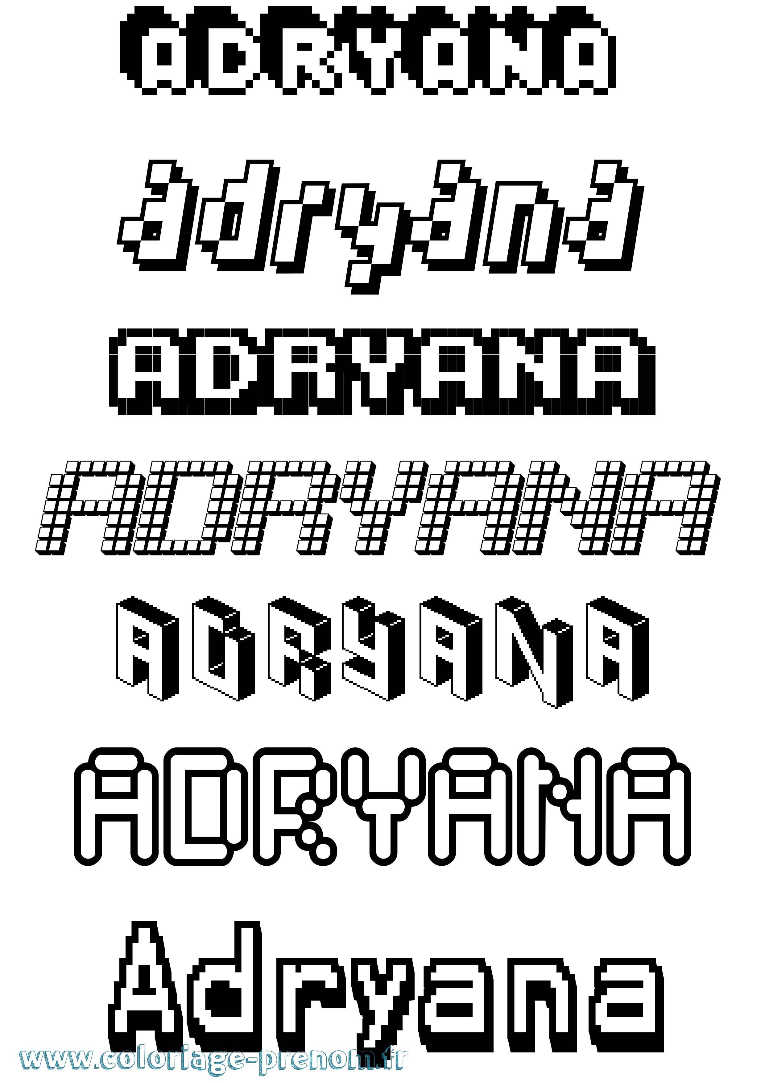 Coloriage prénom Adryana Pixel
