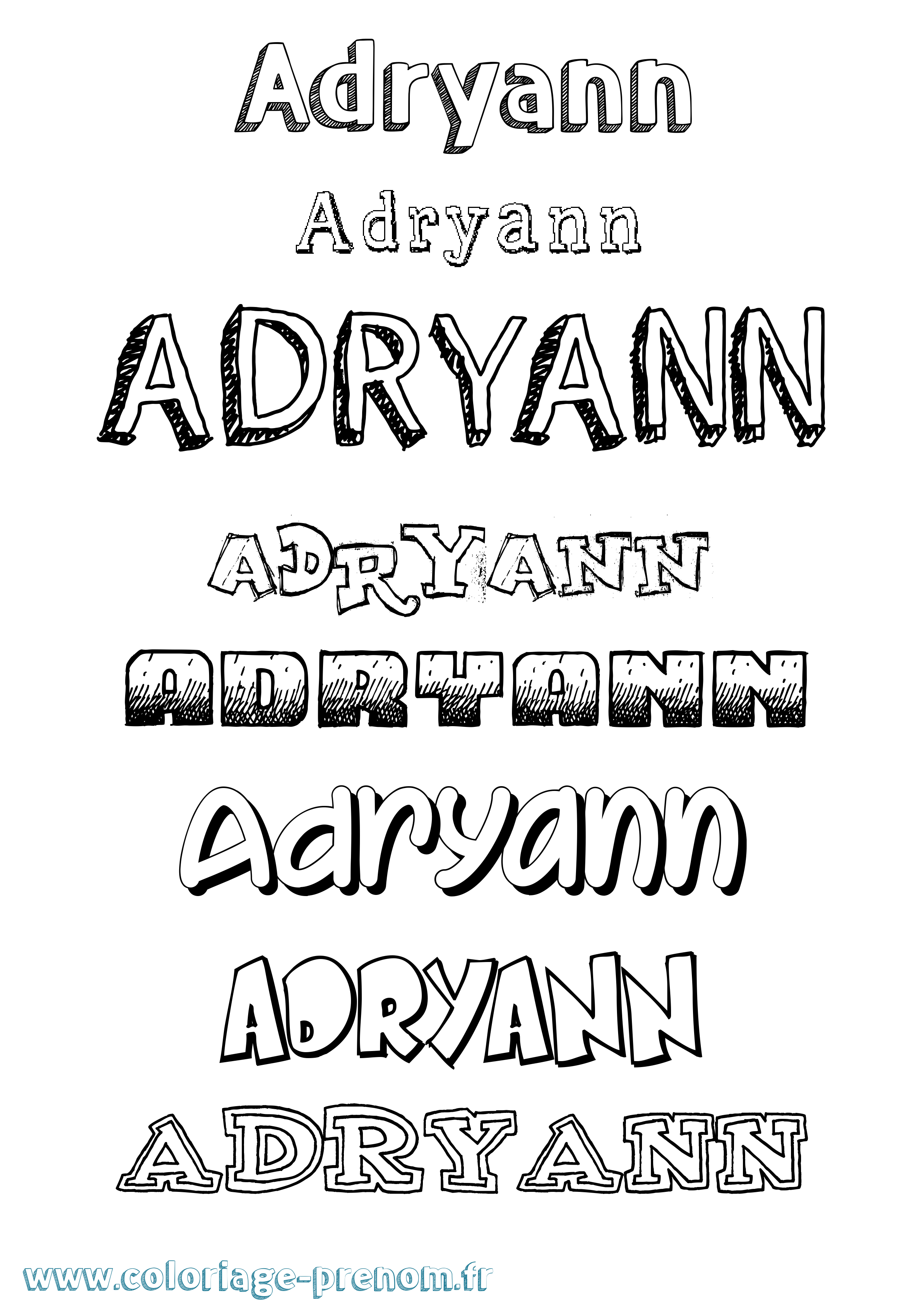 Coloriage prénom Adryann Dessiné