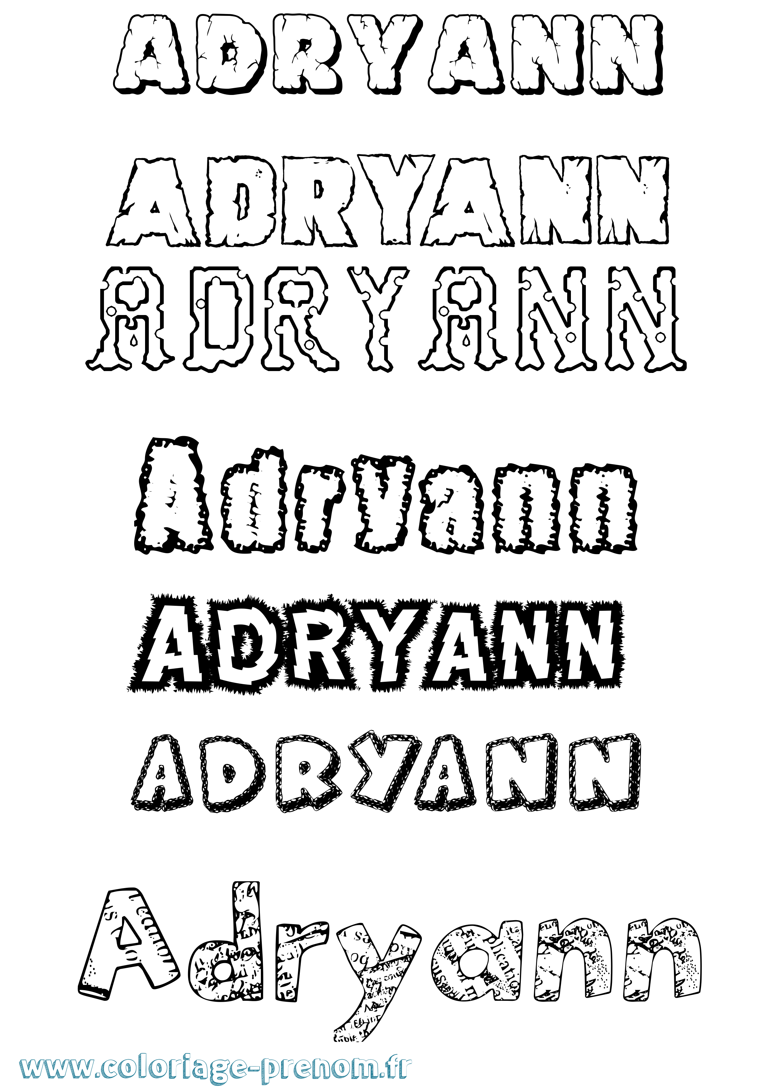 Coloriage prénom Adryann Destructuré