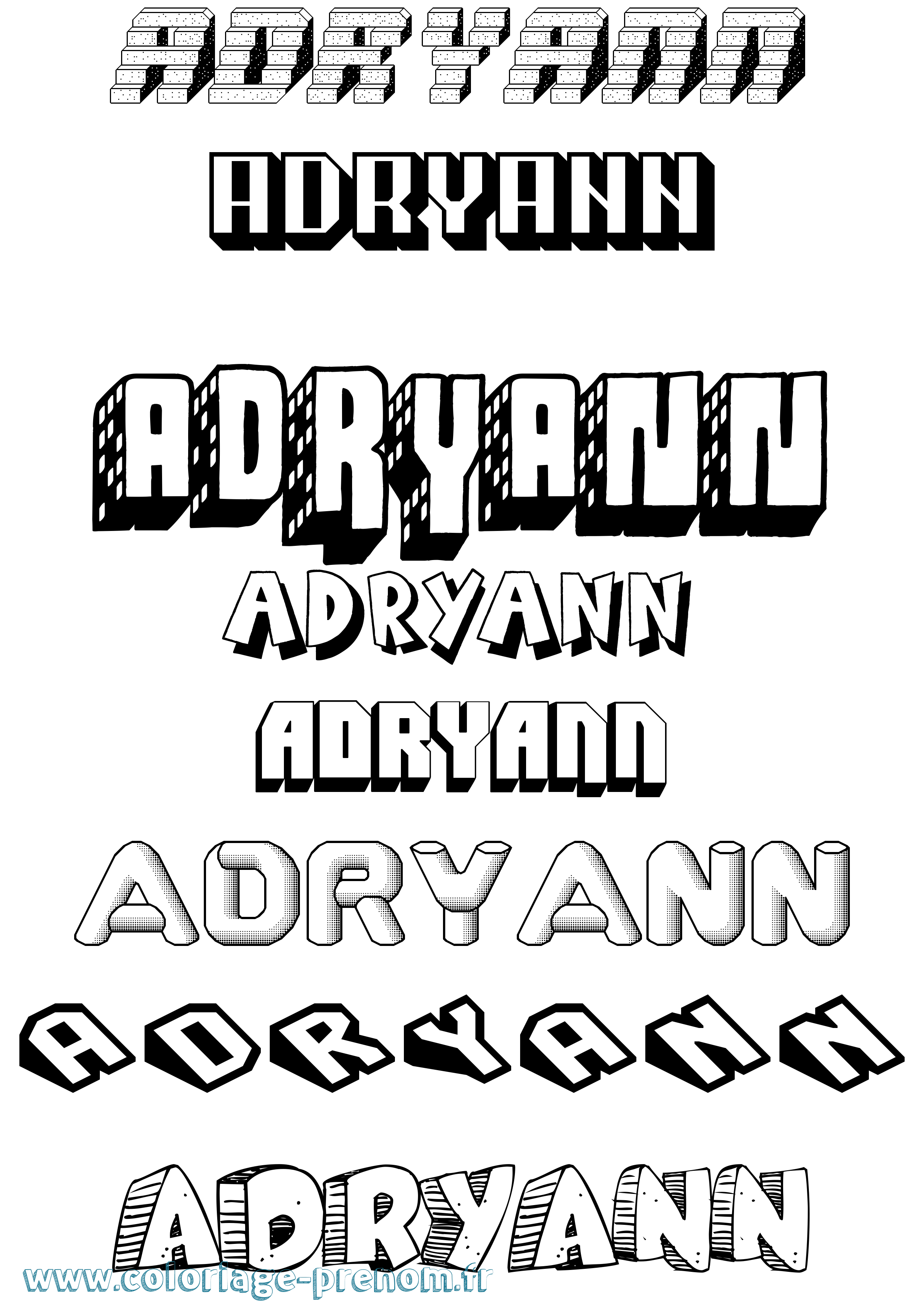 Coloriage prénom Adryann Effet 3D