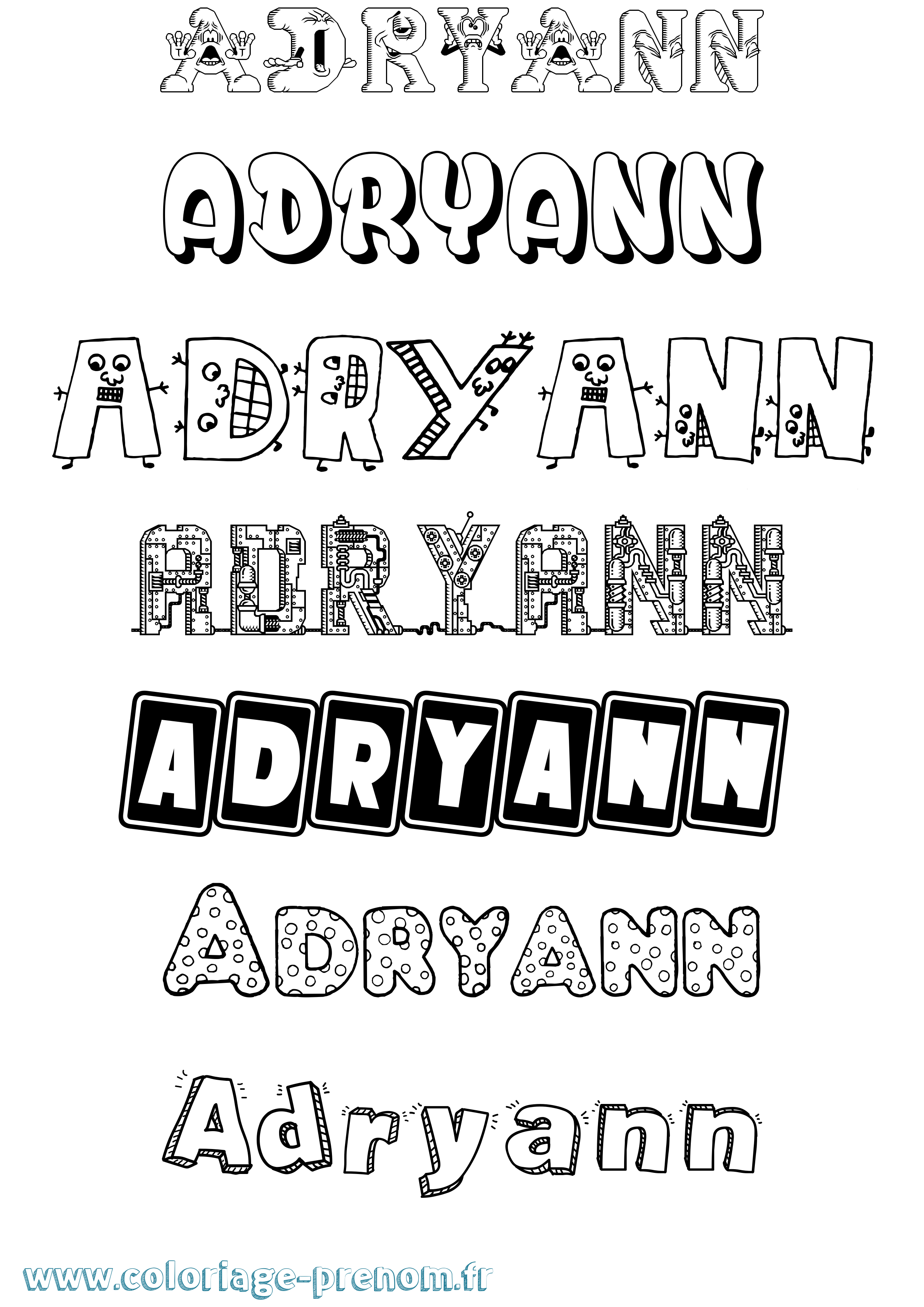 Coloriage prénom Adryann Fun