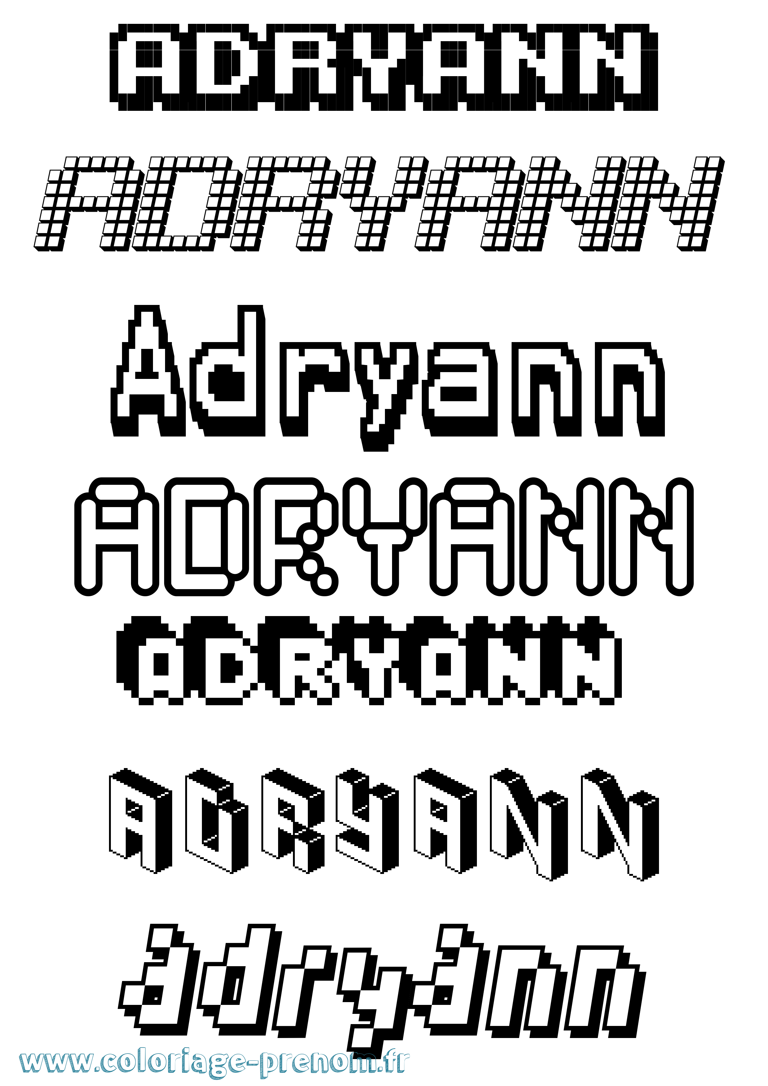 Coloriage prénom Adryann Pixel