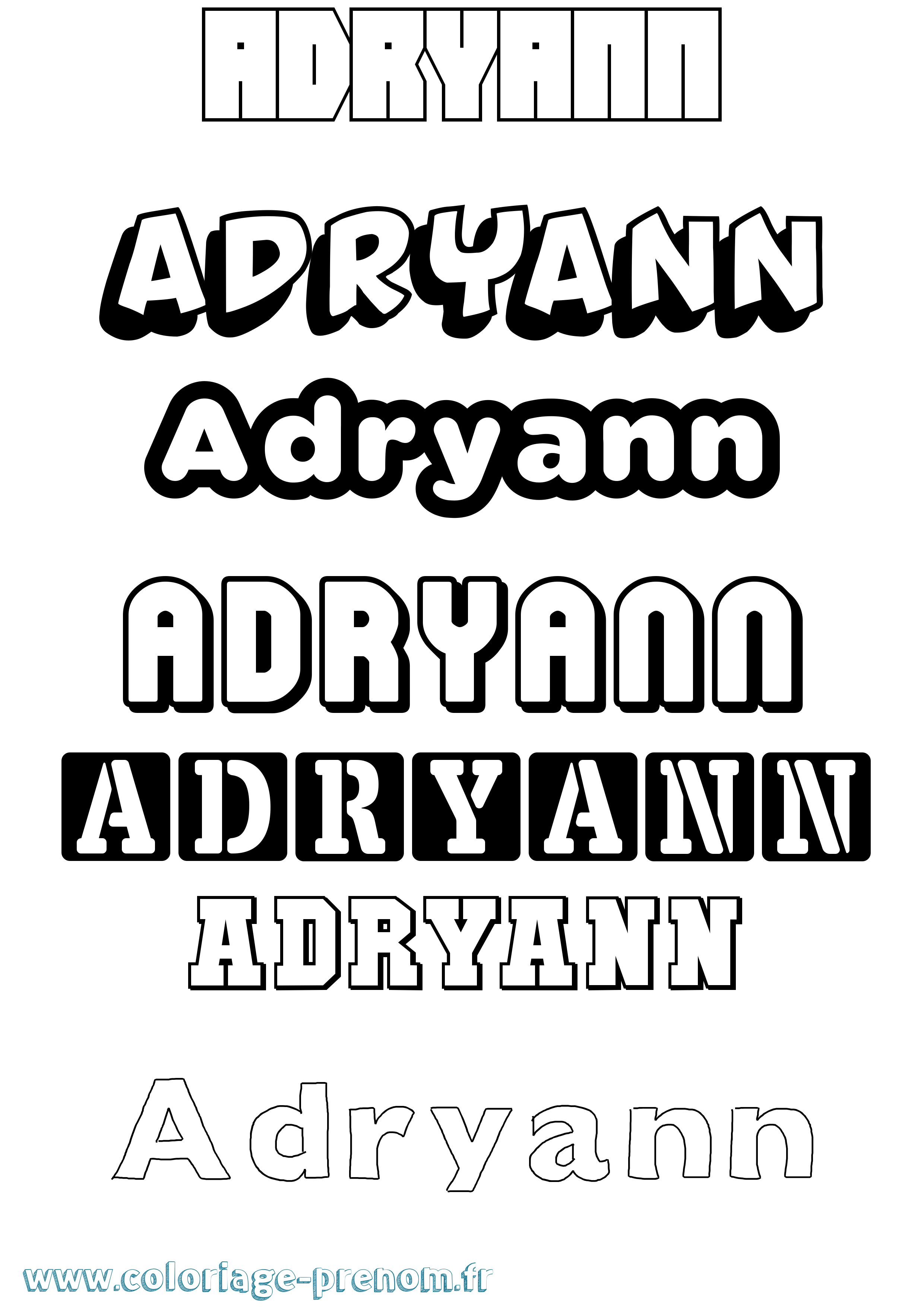 Coloriage prénom Adryann Simple