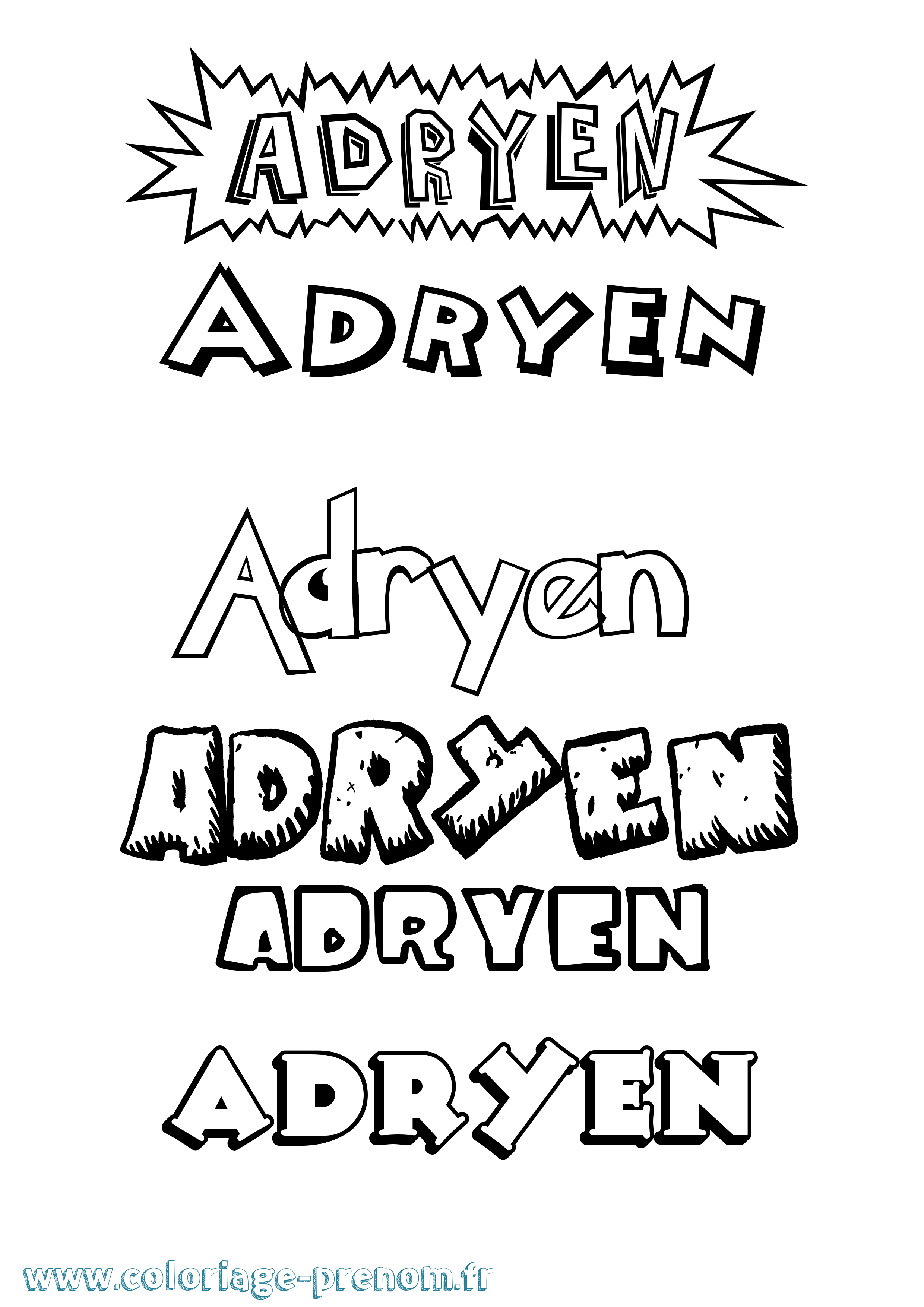 Coloriage Adryen Dessin Animé Coloriage prénom Adryen Dessin Animé