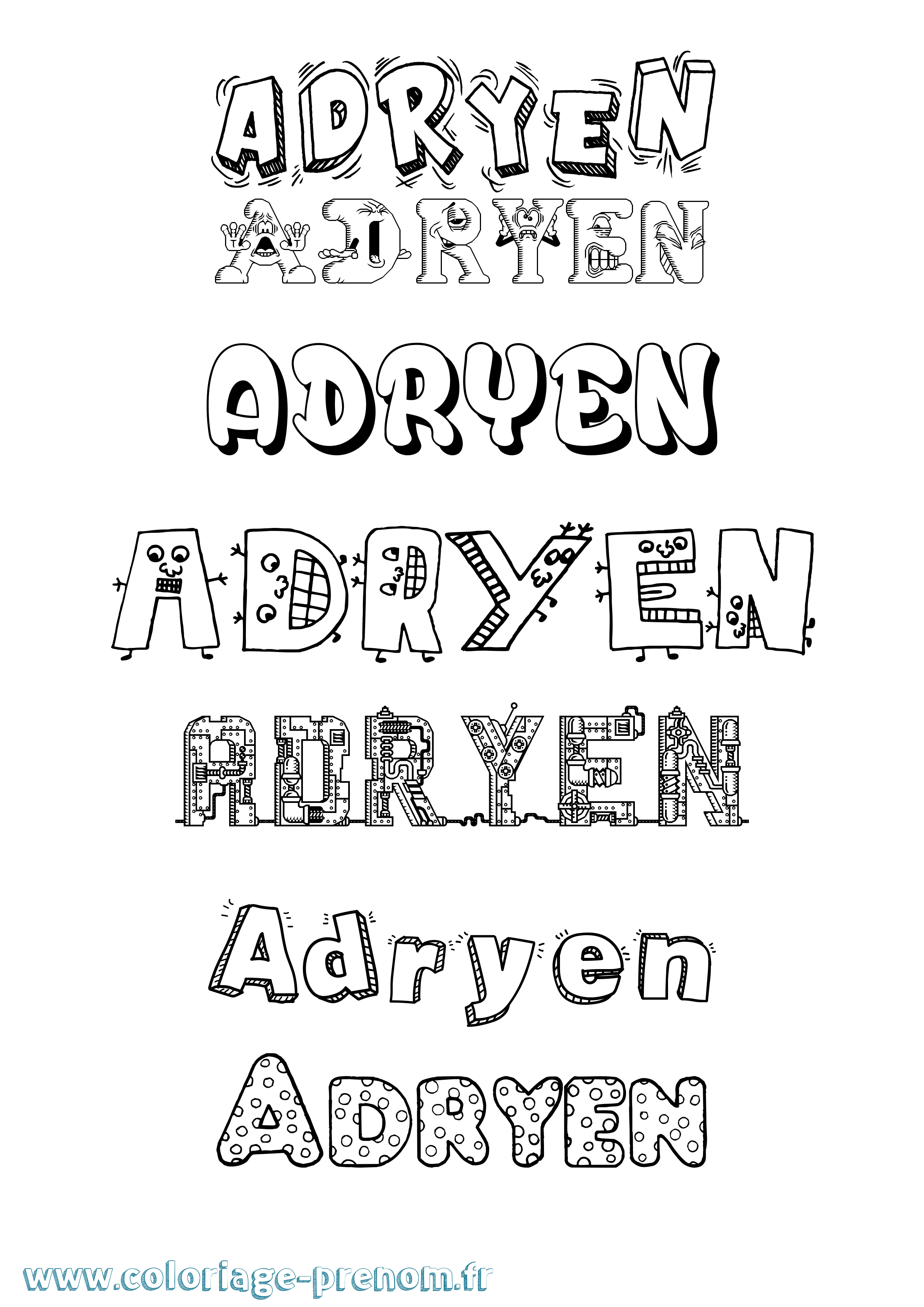 Coloriage Adryen Fun Coloriage prénom Adryen Fun