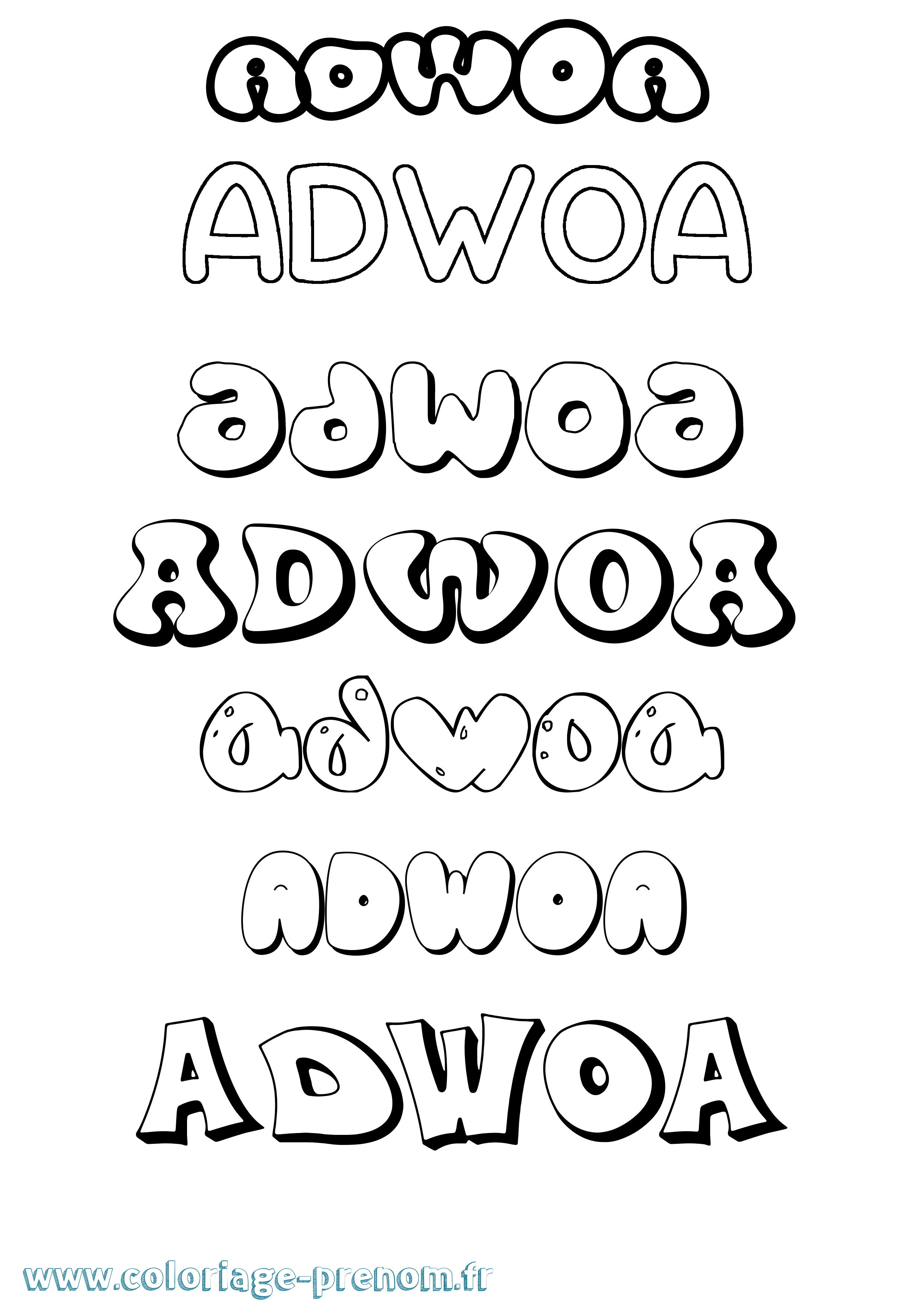 Coloriage Adwoa Bubble Coloriage prénom Adwoa Bubble