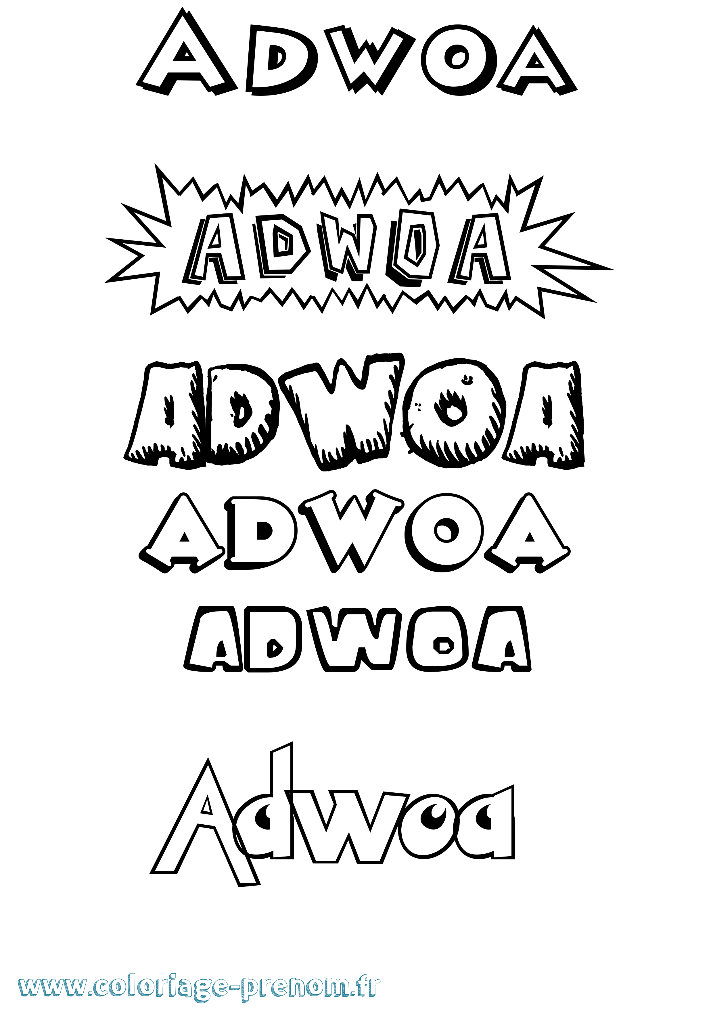 Coloriage Adwoa Dessin Animé Coloriage prénom Adwoa Dessin Animé