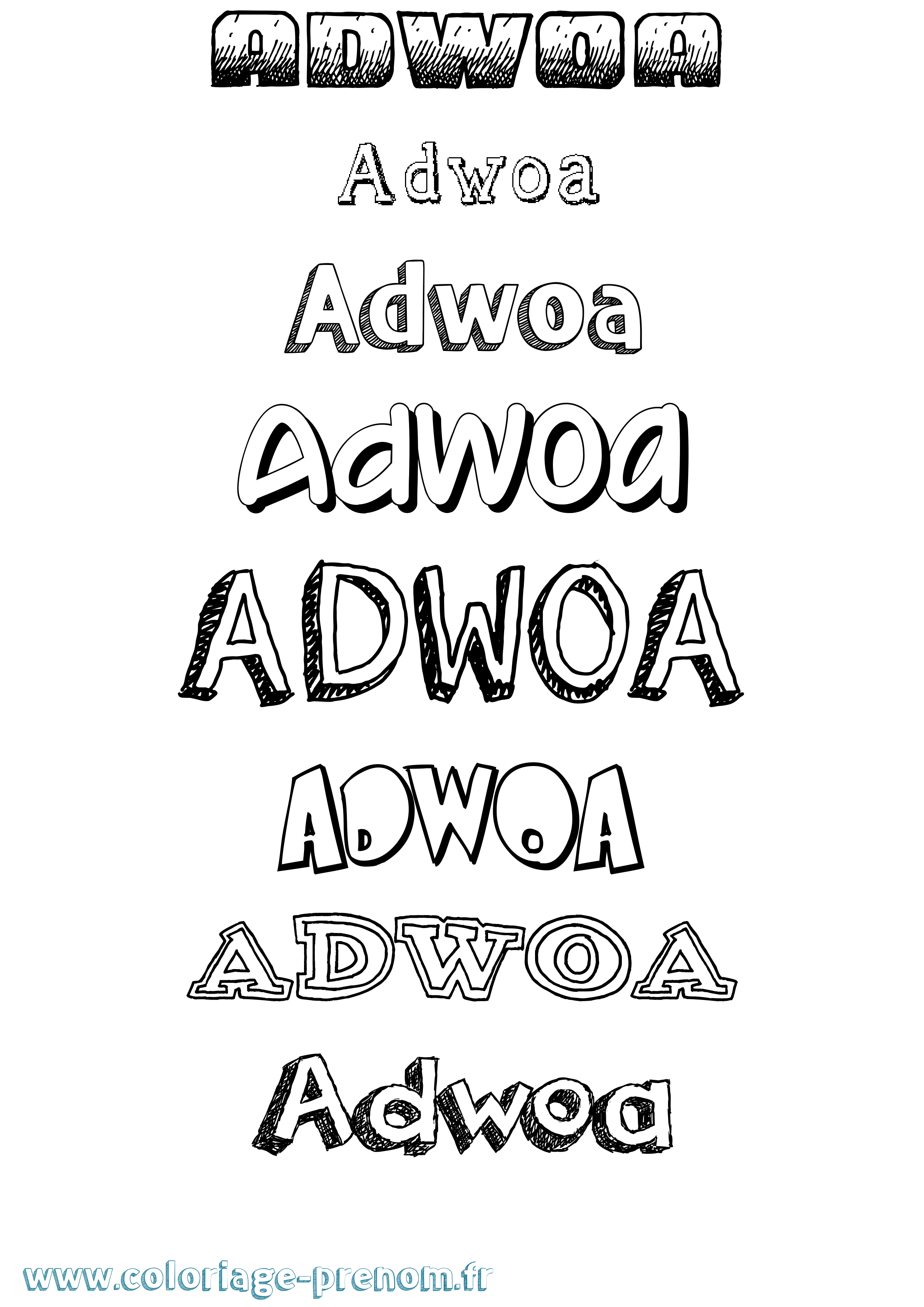 Coloriage Adwoa Dessiné Coloriage prénom Adwoa Dessiné