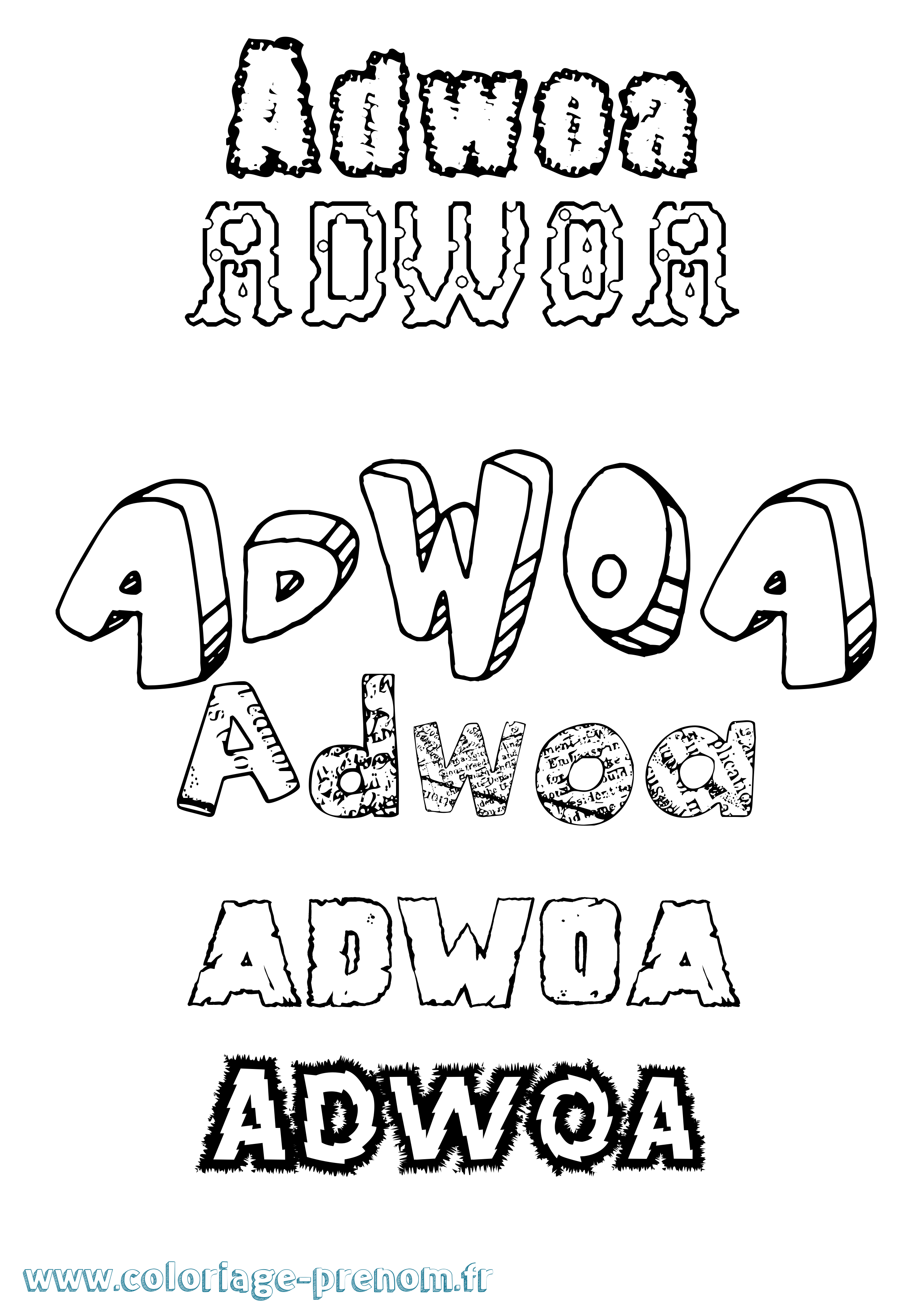 Coloriage Adwoa Destructuré Coloriage prénom Adwoa Destructuré