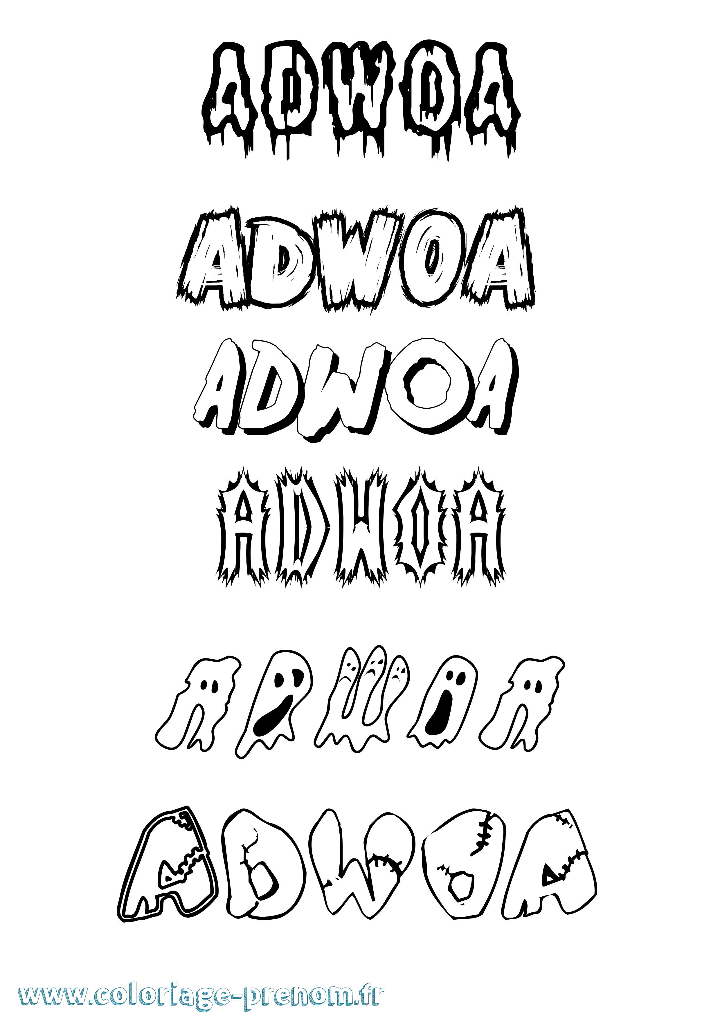 Coloriage Adwoa Frisson Coloriage prénom Adwoa Frisson