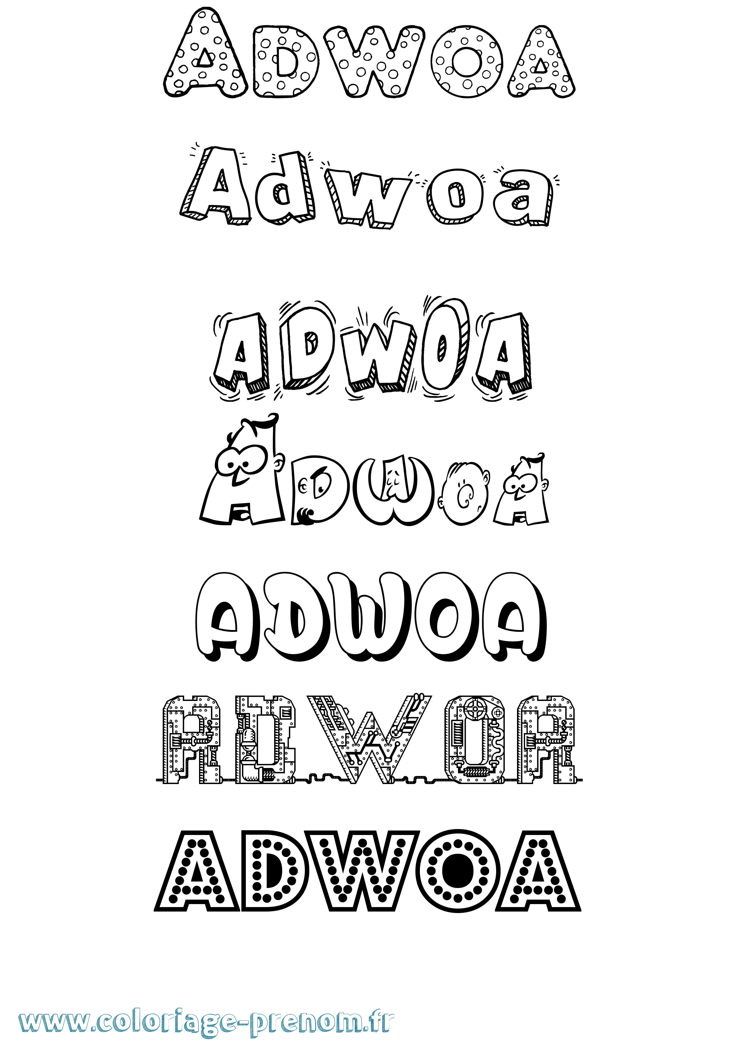 Coloriage Adwoa Fun Coloriage prénom Adwoa Fun