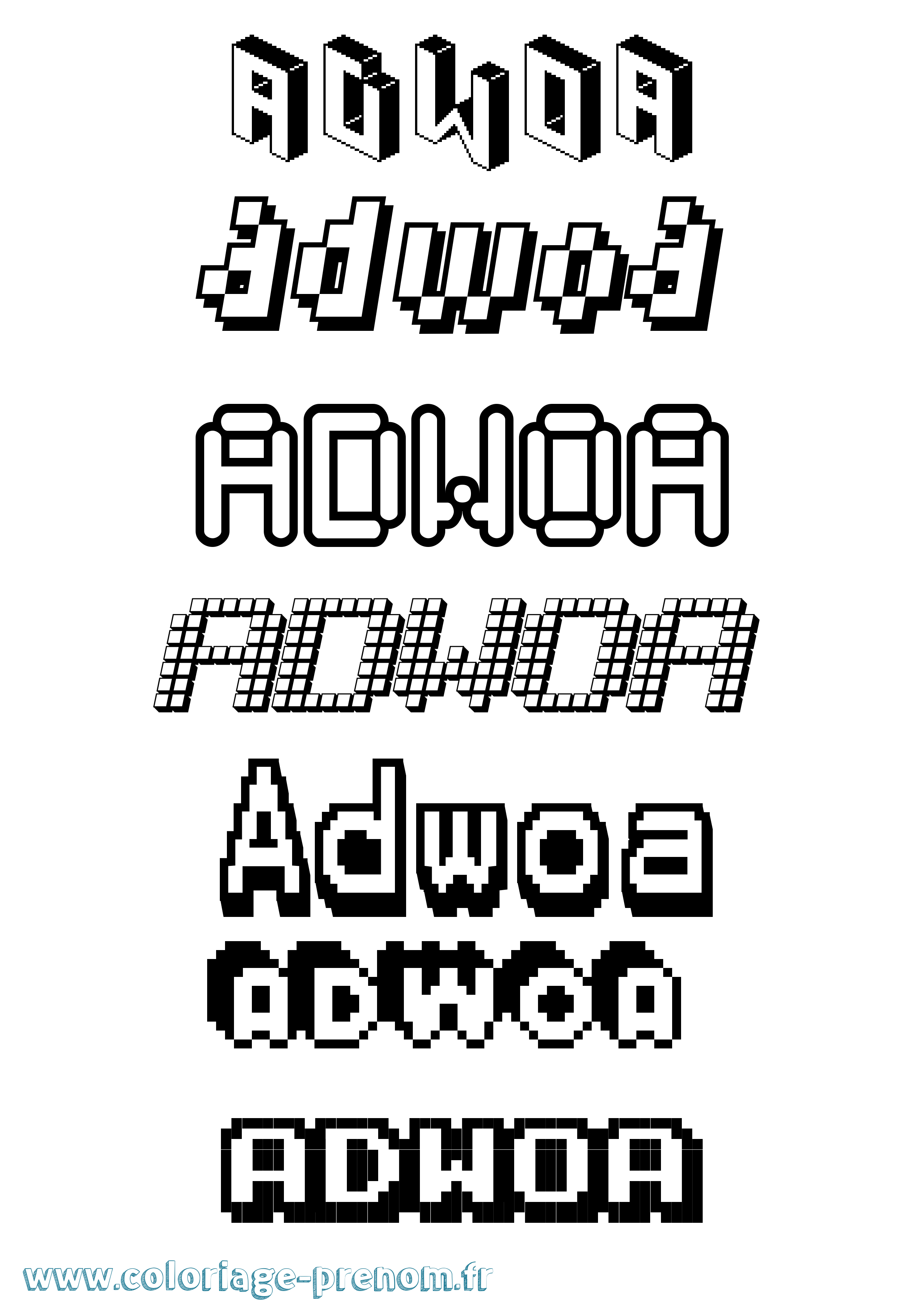 Coloriage Adwoa Pixel Coloriage prénom Adwoa Pixel