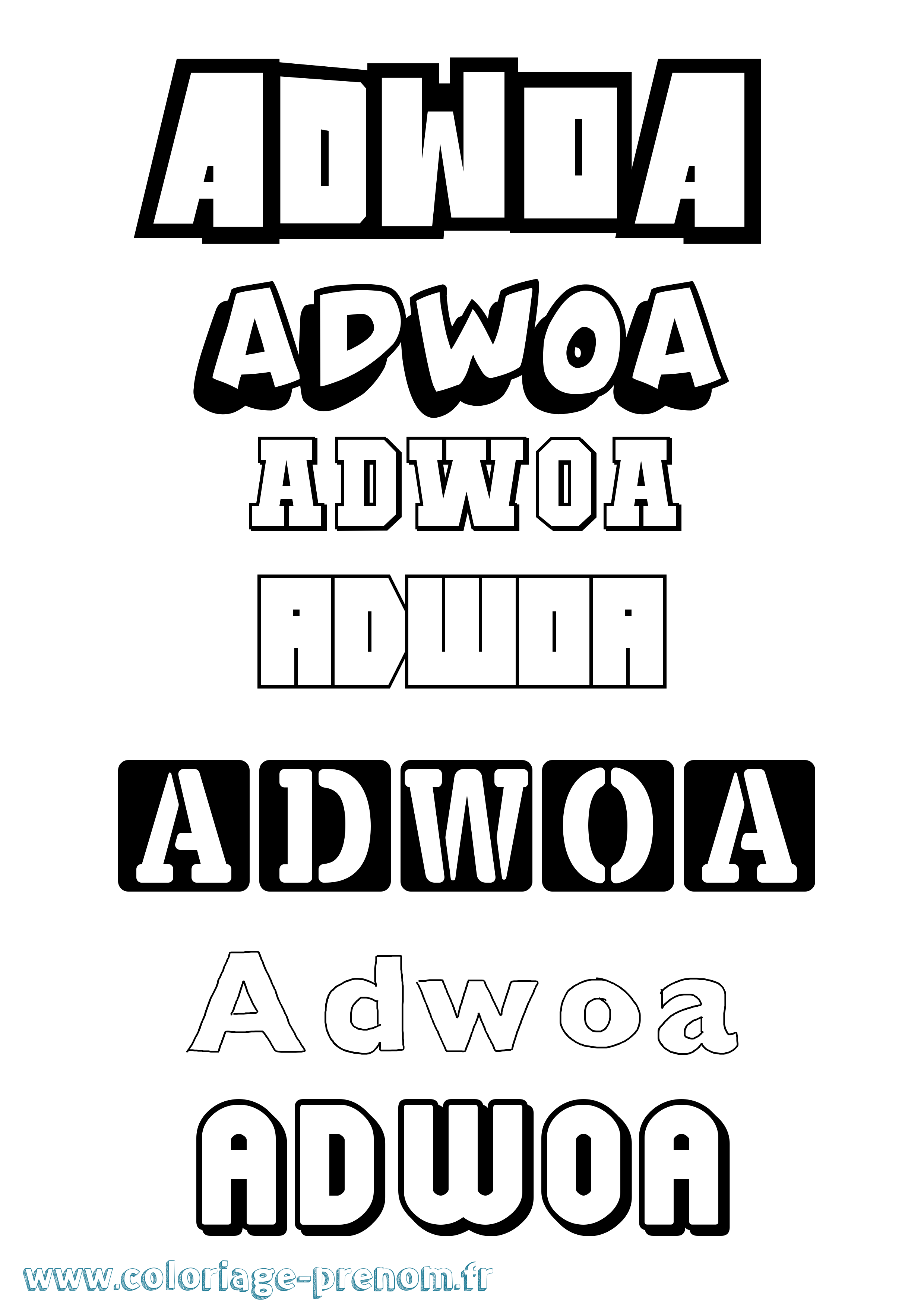 Coloriage Adwoa Simple Coloriage prénom Adwoa Simple