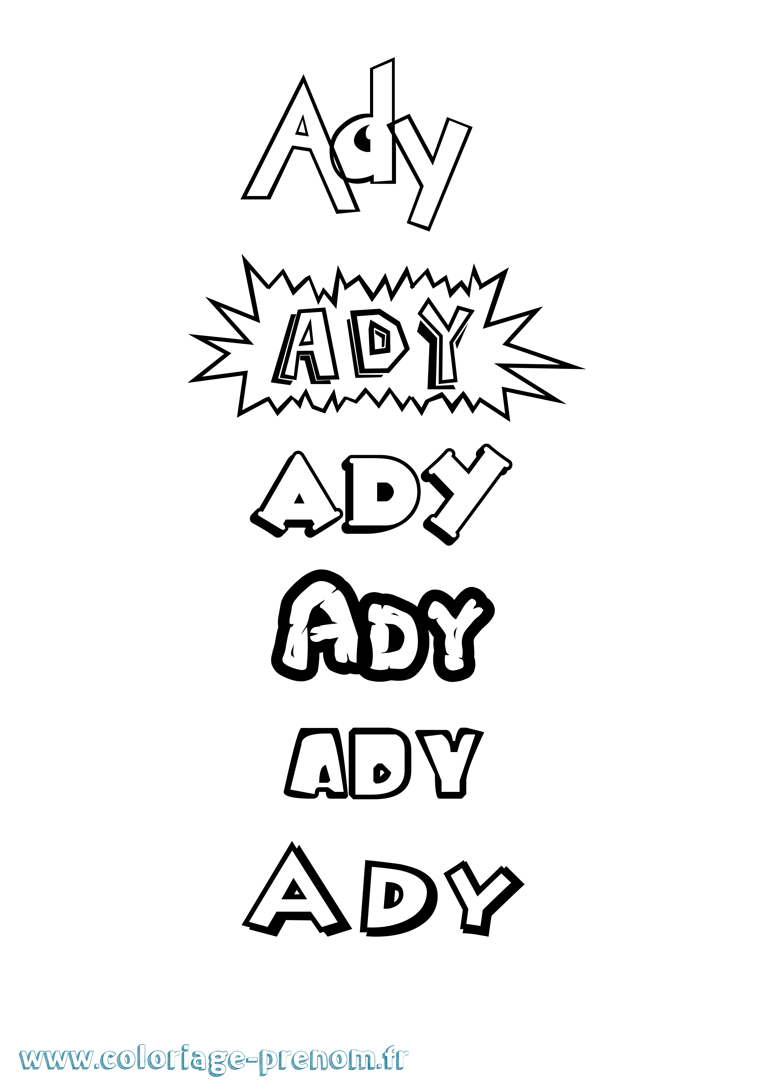 Coloriage prénom Ady Dessin Animé
