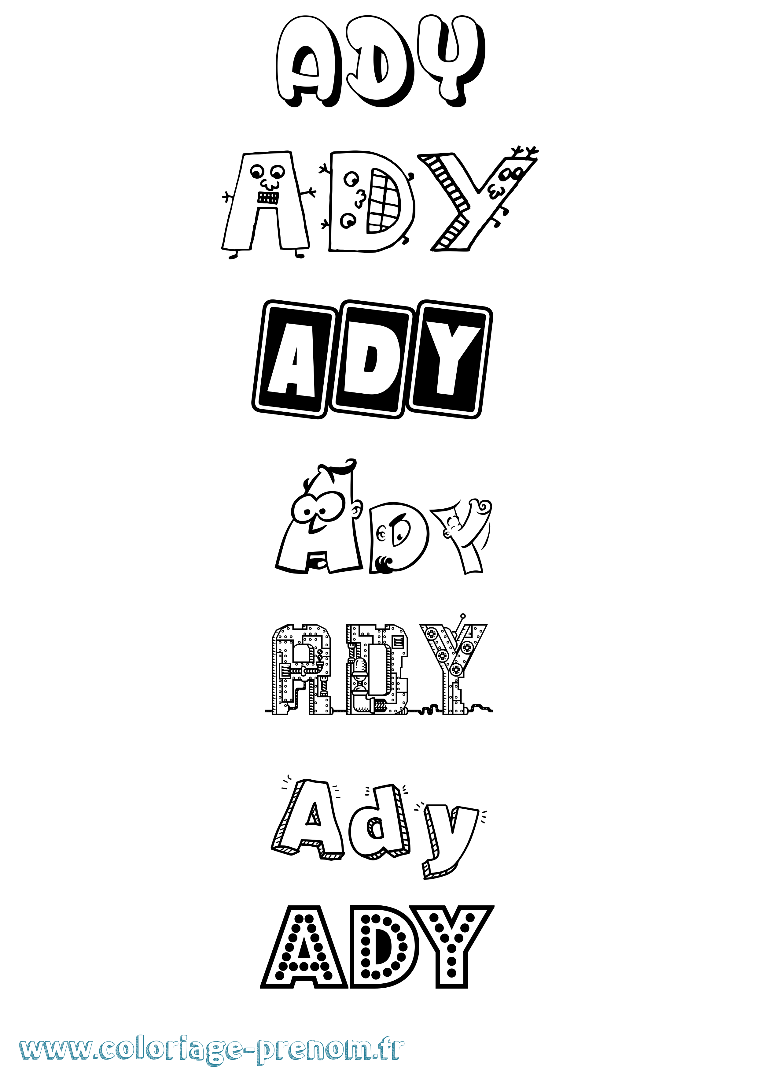Coloriage prénom Ady Fun